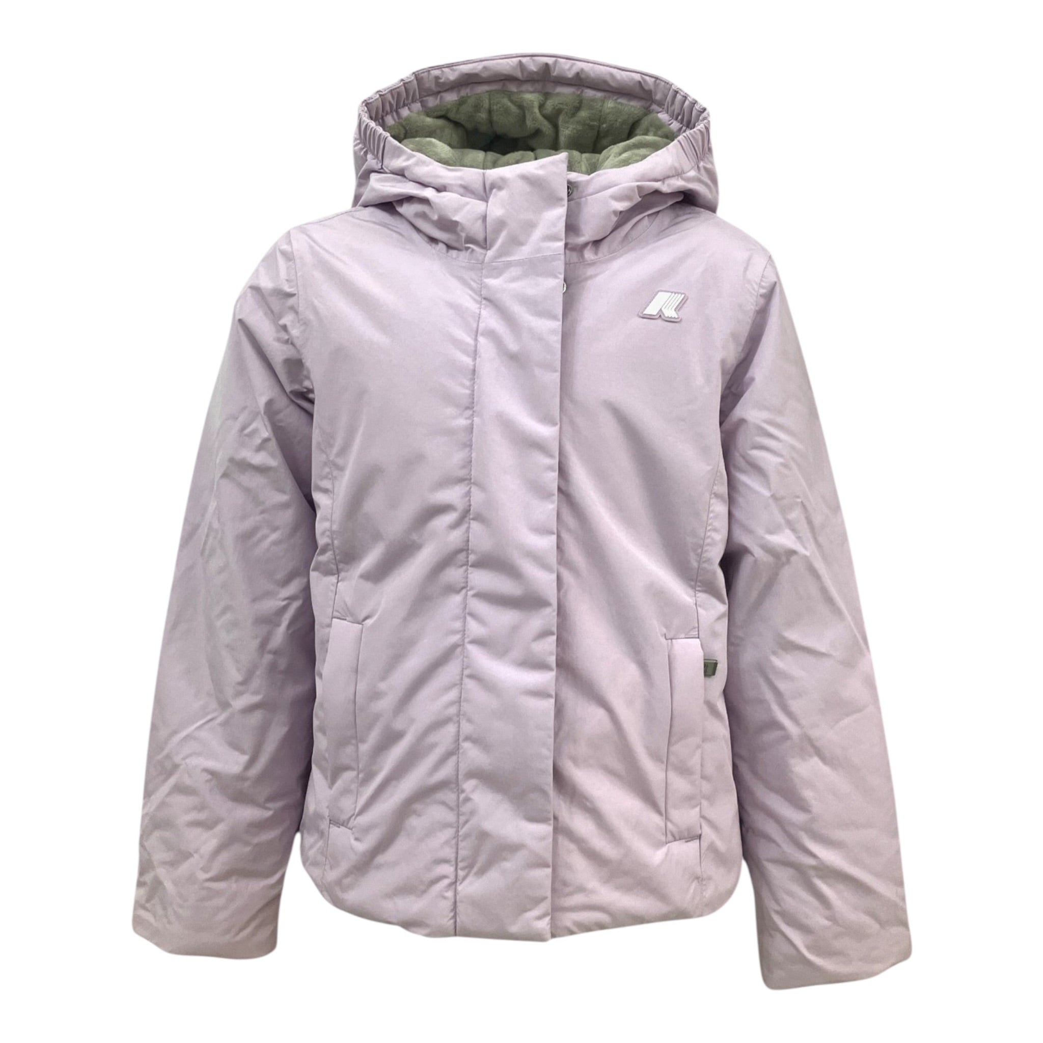 K-Way Giubbino tinta unita Foderato con Zip E Cappuccio Lilla per Bambina K4137WWAXXX LILLA K-WAY 