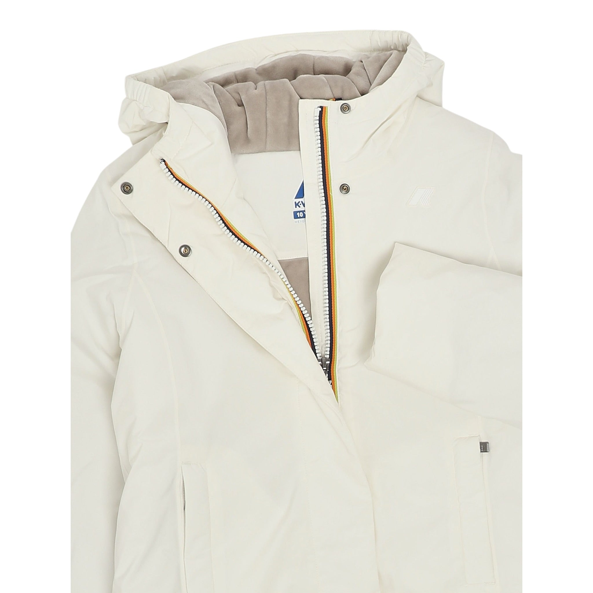 K-Way Giubbino tinta unita Foderato con Zip E Cappuccio Panna per Bambina K4137WWXX PANNA K-WAY 