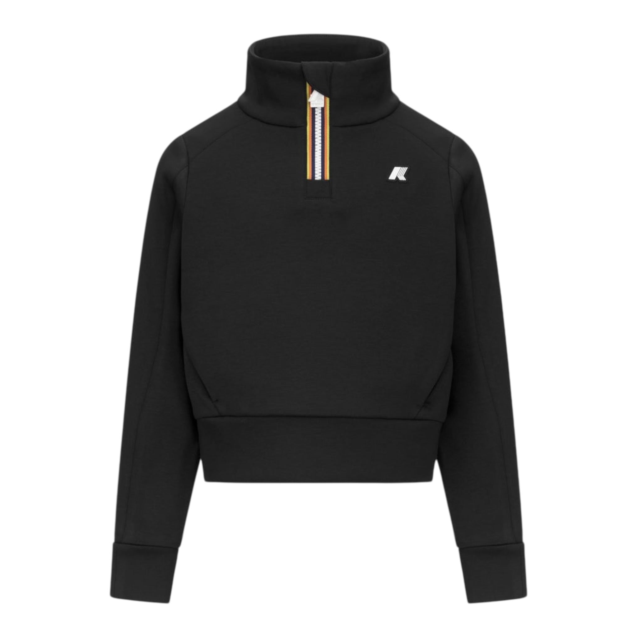 K-Way Felpa Chiusa tinta unita con Mezza Zip Nero per Bambina K41418W NERO K-WAY 
