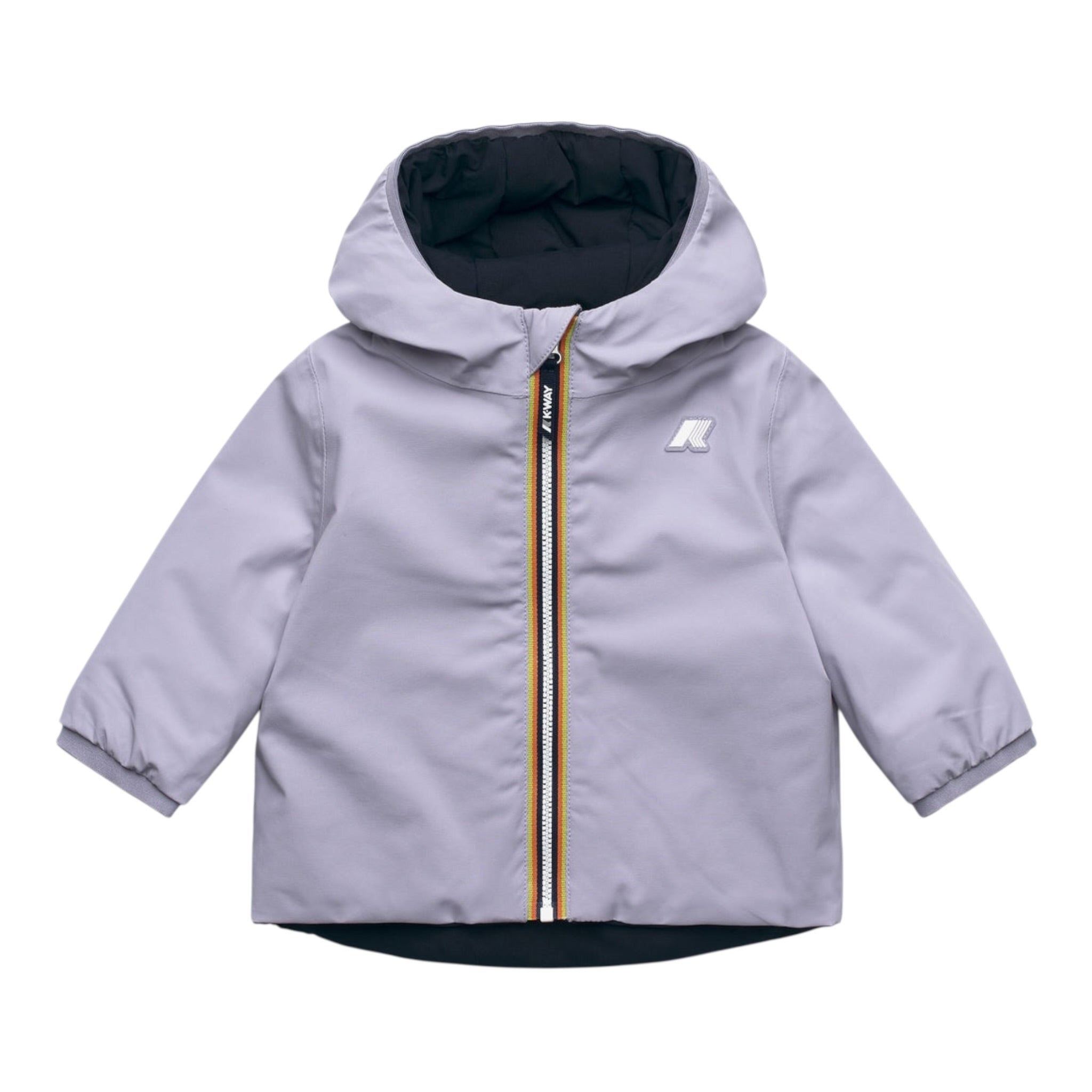 K-Way Giubbino Reversibile Lungo con Zip E Cappuccio Lilla/Blu per Bambina K5123QW LILLA/BLU K-WAY 