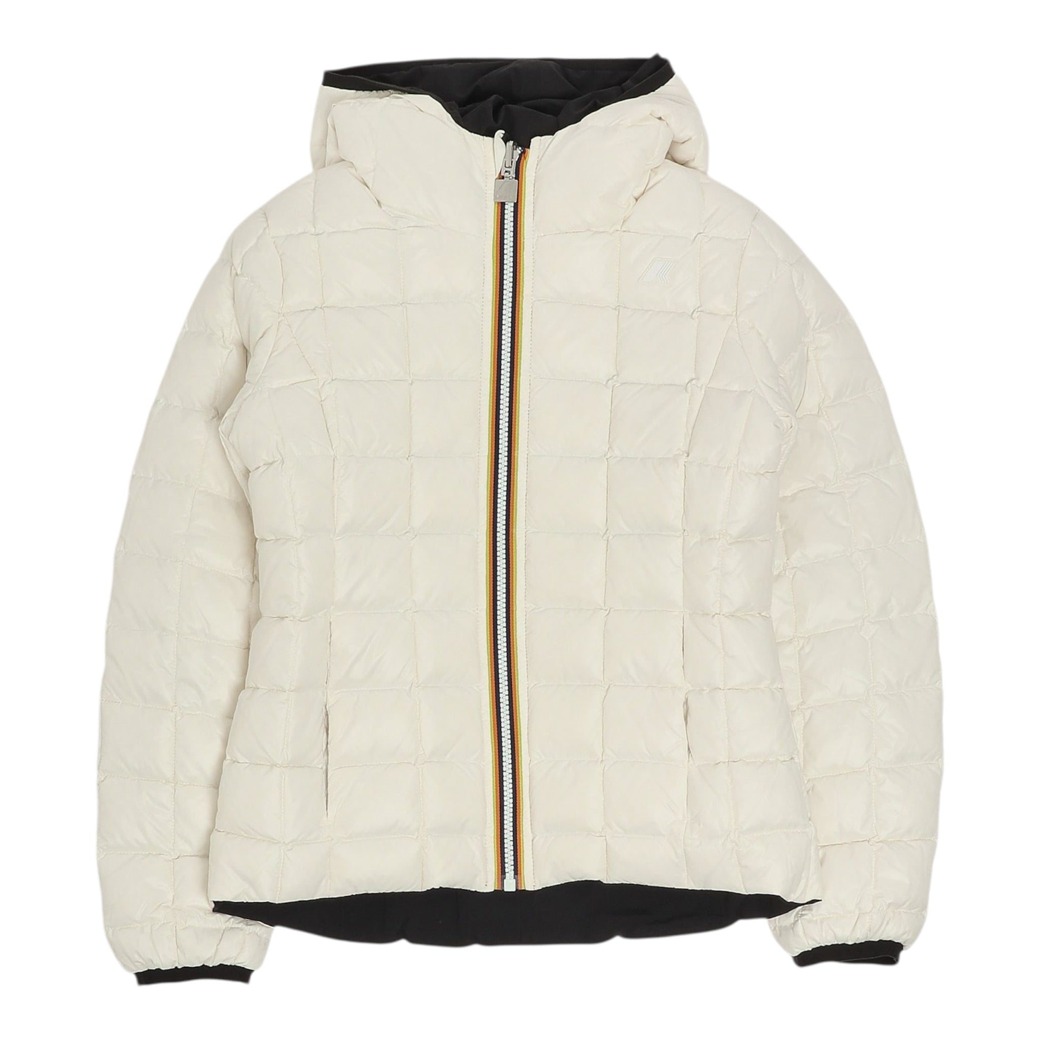 K-Way Giubbino Reversibile Lungo con Zip E Cappuccio Nero/Bianco per Bambino K5123QWO NERO/BIANCO K-WAY 