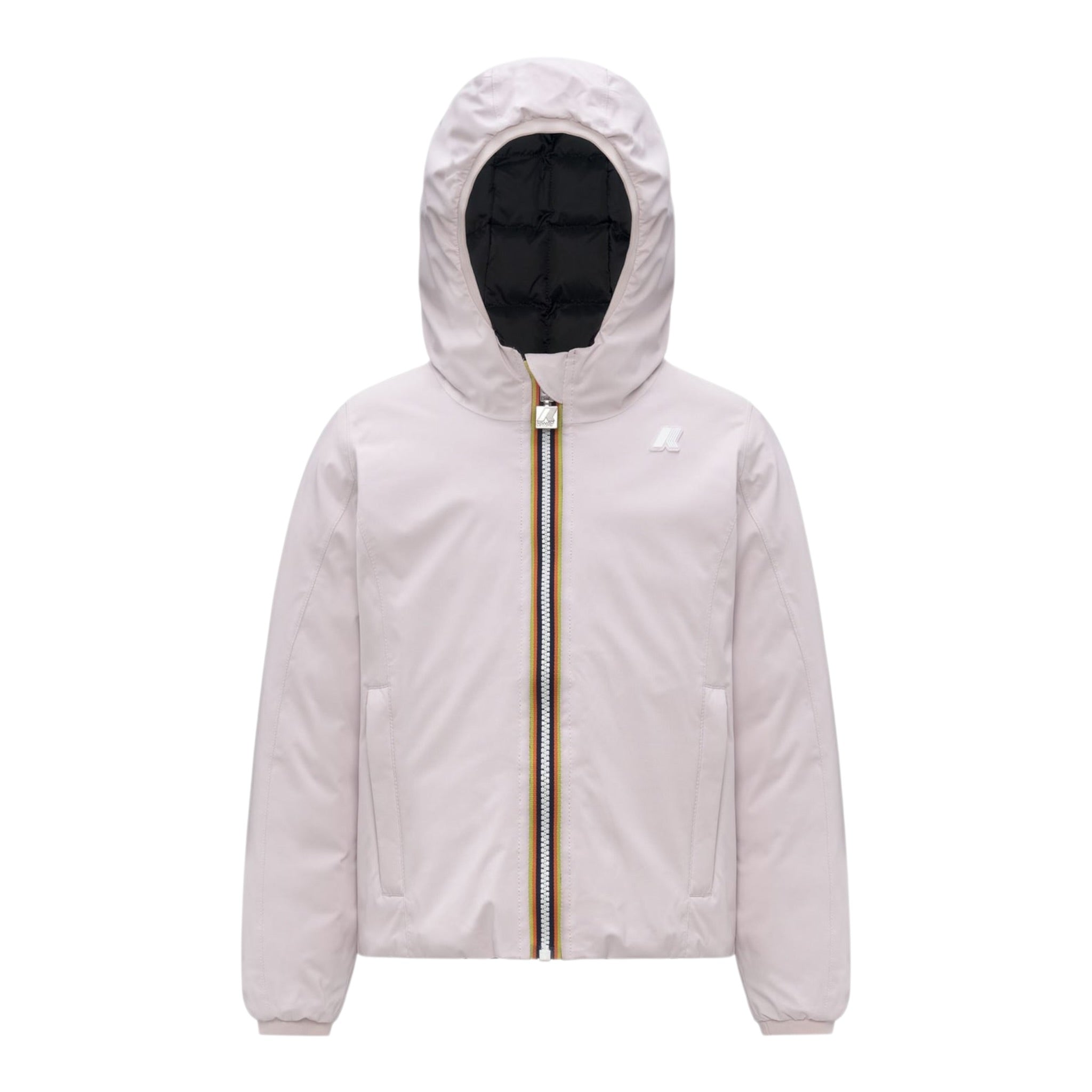 K-Way Giubbino Reversibile Lungo con Zip E Cappuccio Rosa/Nero per Bambina K5123QW ROSA/NERO K-WAY 