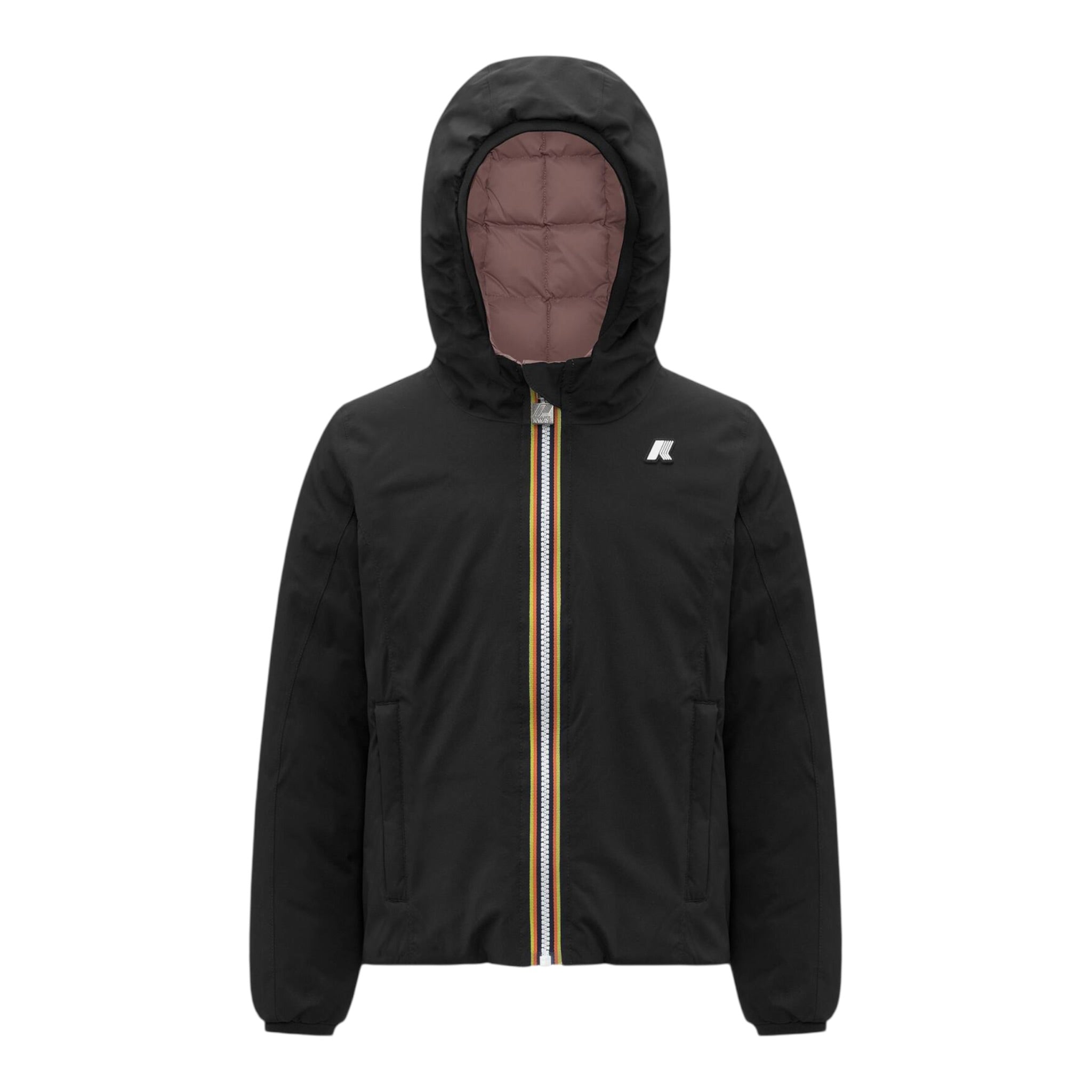 K-Way Giubbino Reversibile Lungo con Zip E Cappuccio Nero/Rosa per Bambina K5123QWX NERO/ROSA K-WAY 