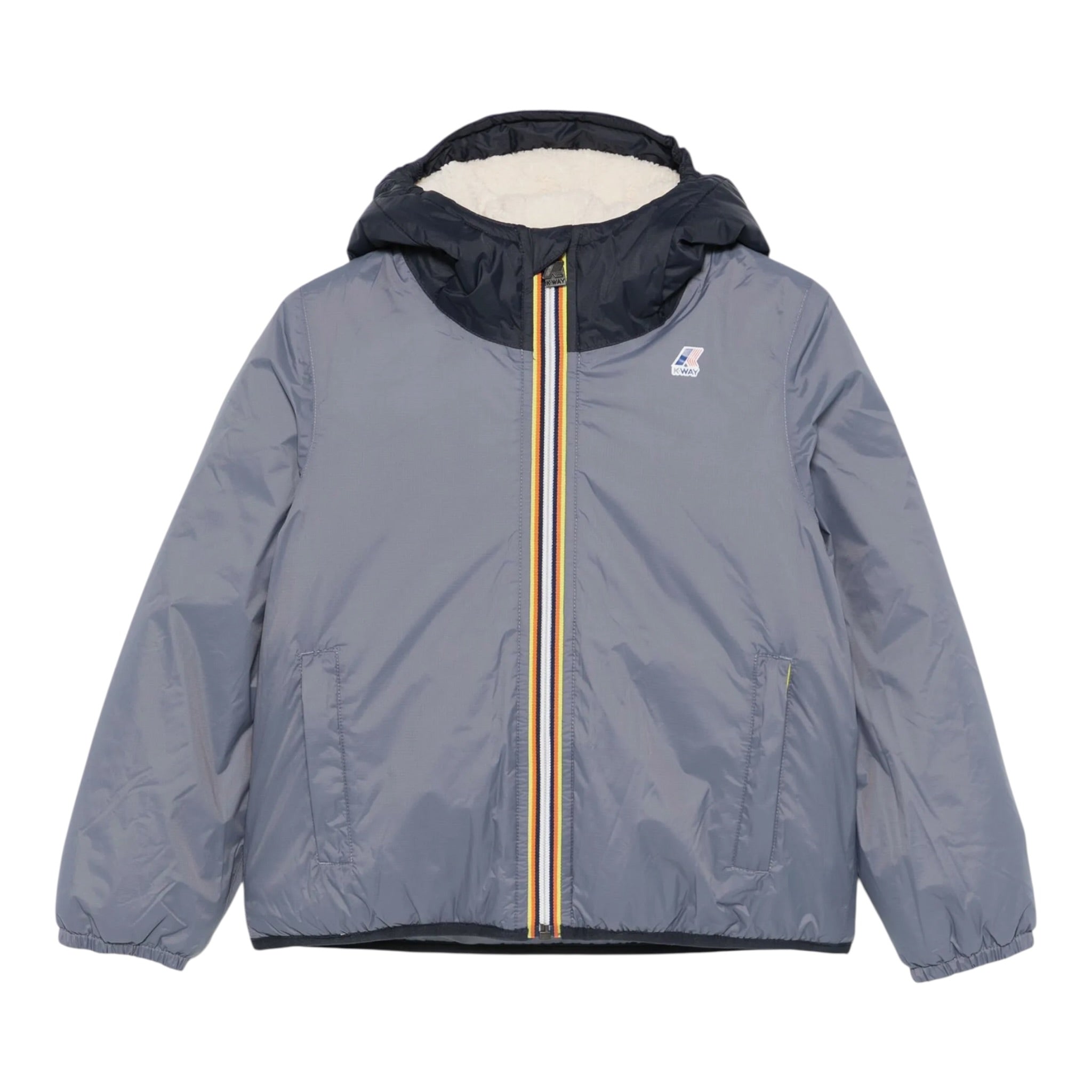 K-Way Giubbino Bicolore con Cappuccio Blu per Bambino K6115FW BLU K-WAY 