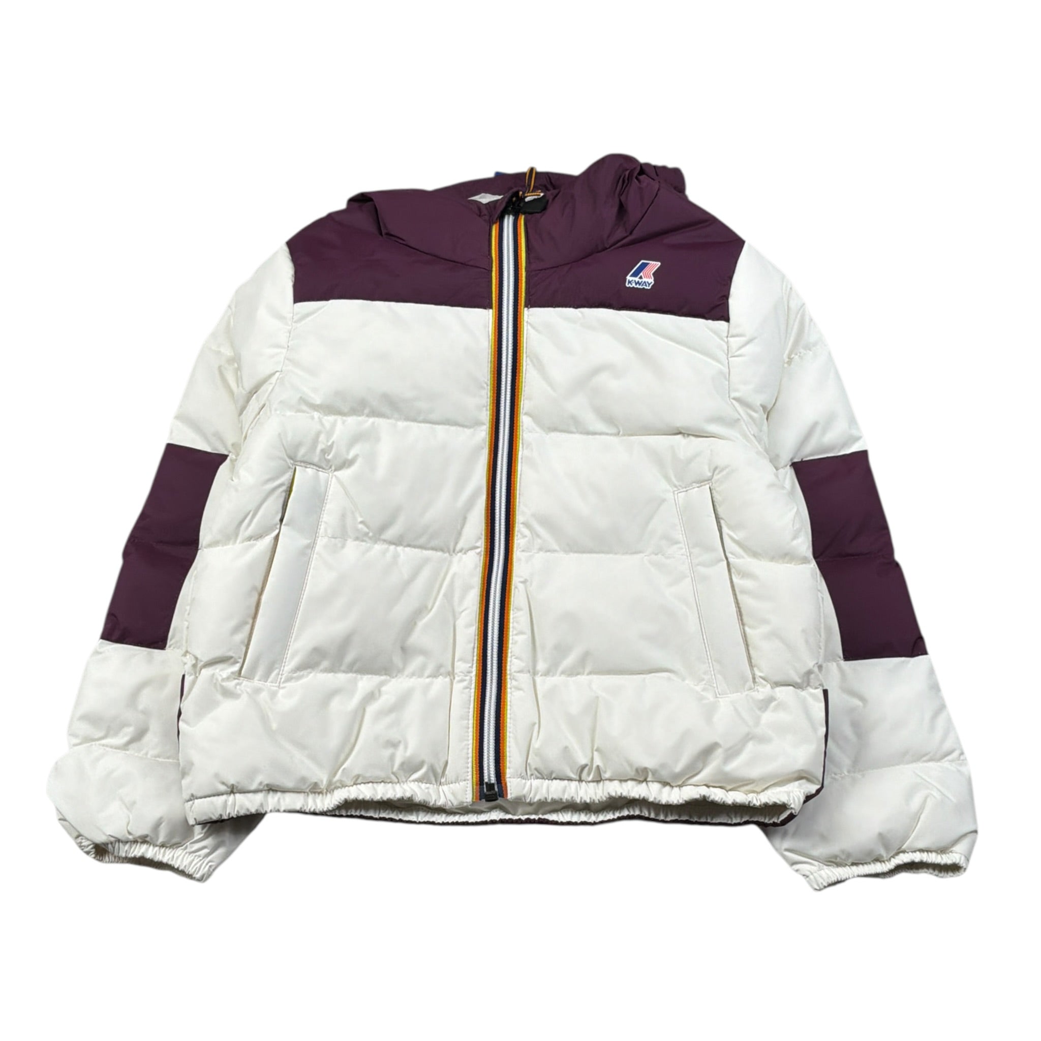 K-Way Giubbino Bicolore con Cappuccio Bianco/Viola per Bambino K6117YWX BIANCO/VIOLA K-WAY 