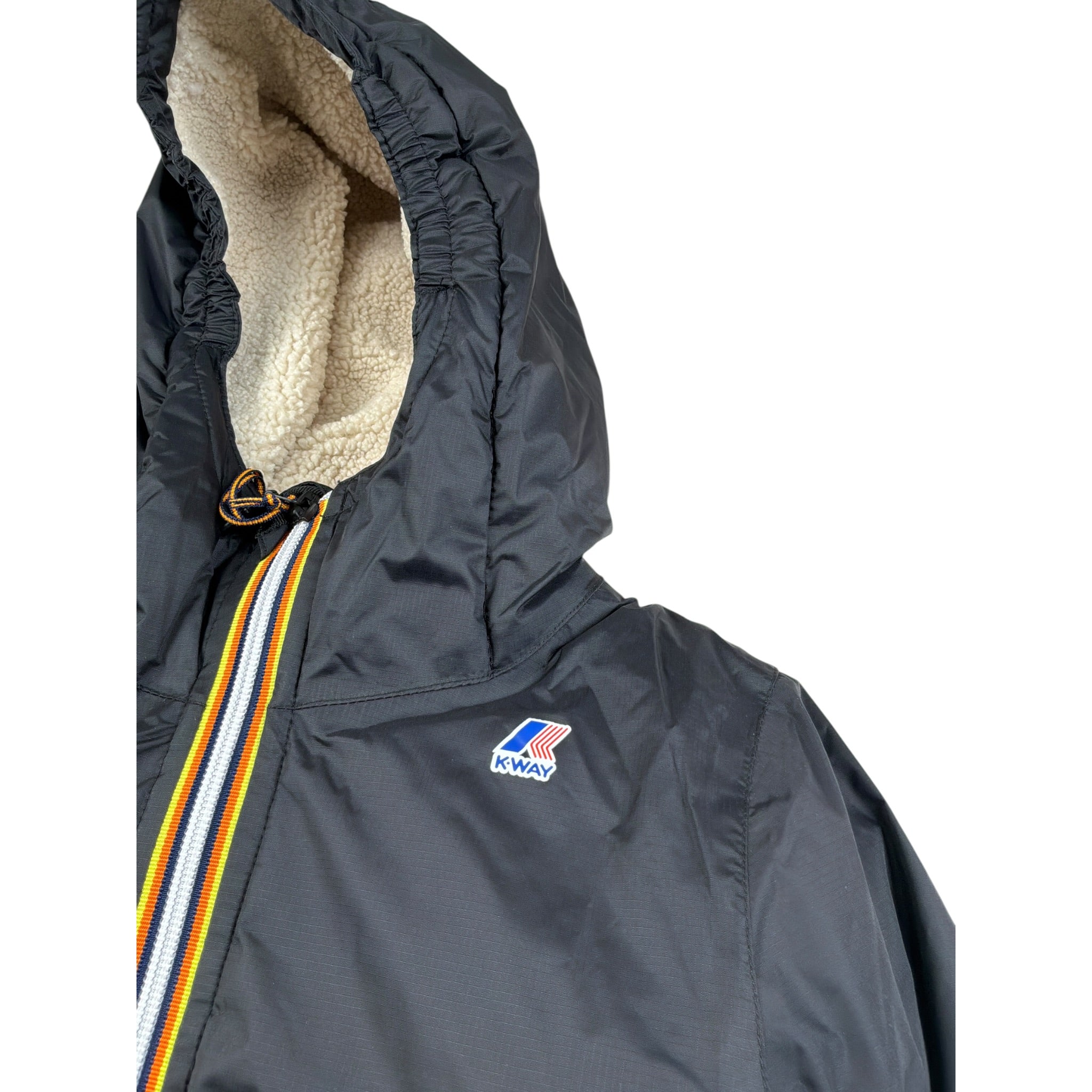 K-Way Giubbino tinta unita con Zip E Cappuccio Nero per Bambino K71219W NERO K-WAY 