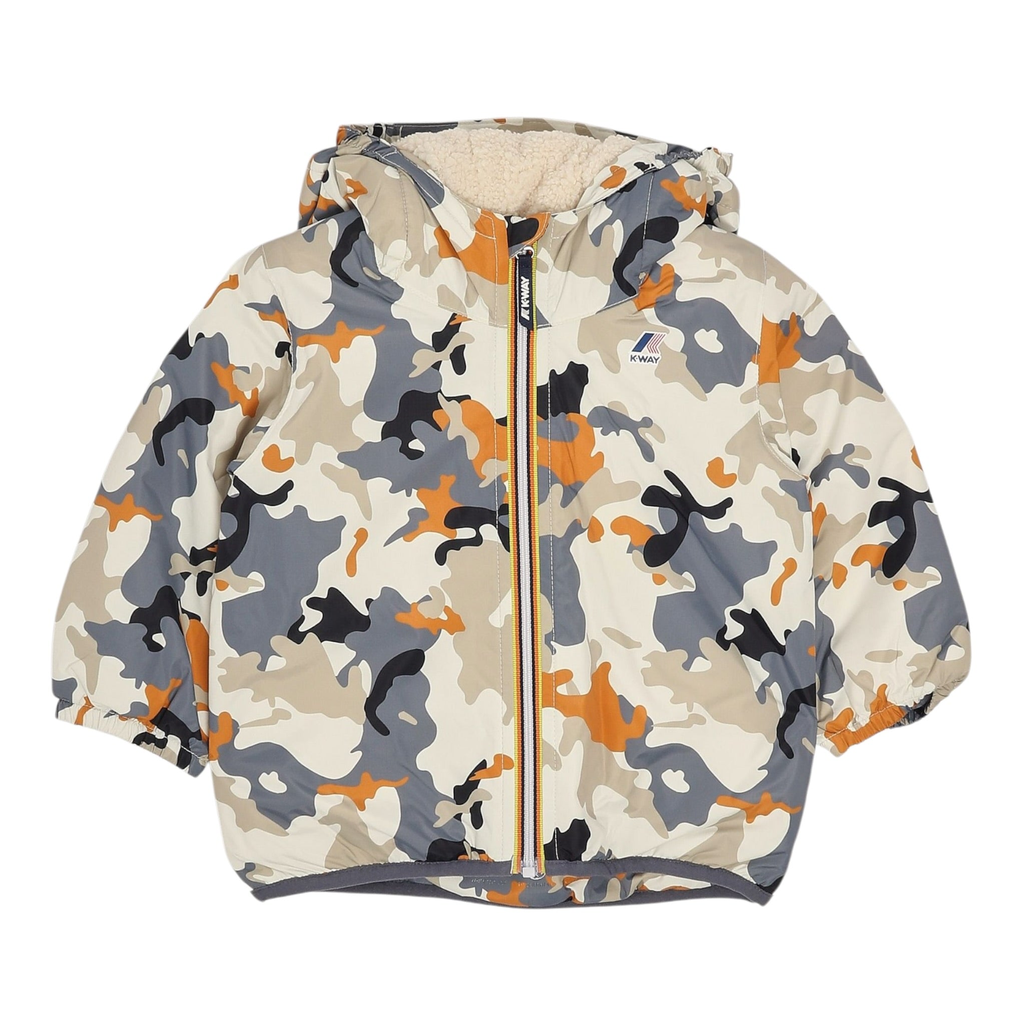 K-Way Giubbino Fantasia Militare con Cappuccio Multicolor per Bambino K7122NW MULTICOLOR K-WAY 