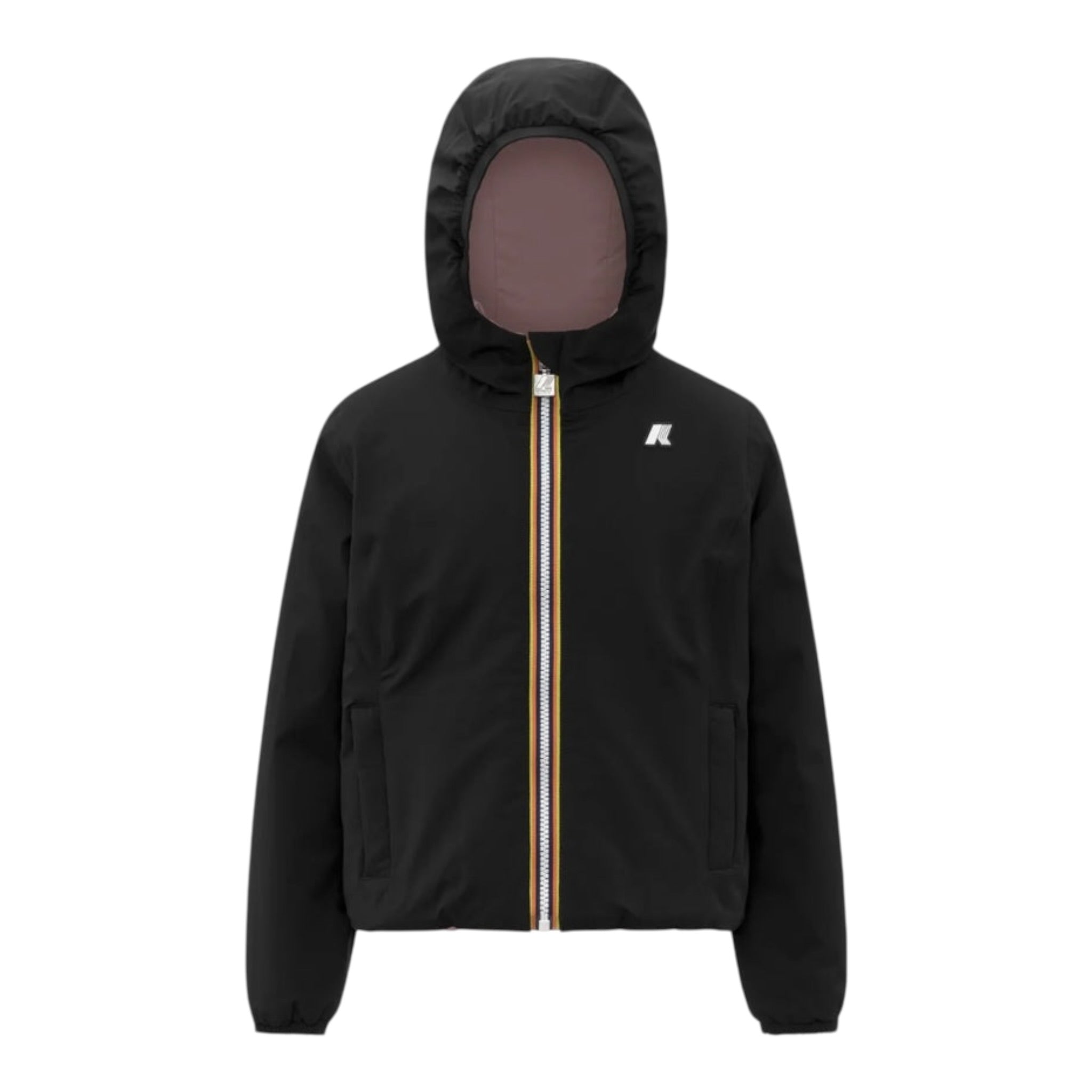 K-Way Giubbino Reversibile Bicolore con Zip E Cappuccio Rosa/Nero per Bambina K71339W ROSA/NERO K-WAY 