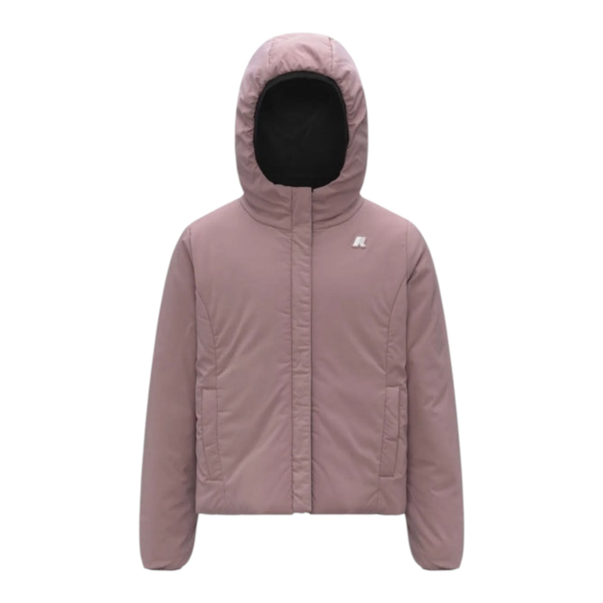 K-Way Giubbino Reversibile Bicolore con Zip E Cappuccio Rosa/Nero per Bambina K71339W ROSA/NERO K-WAY 