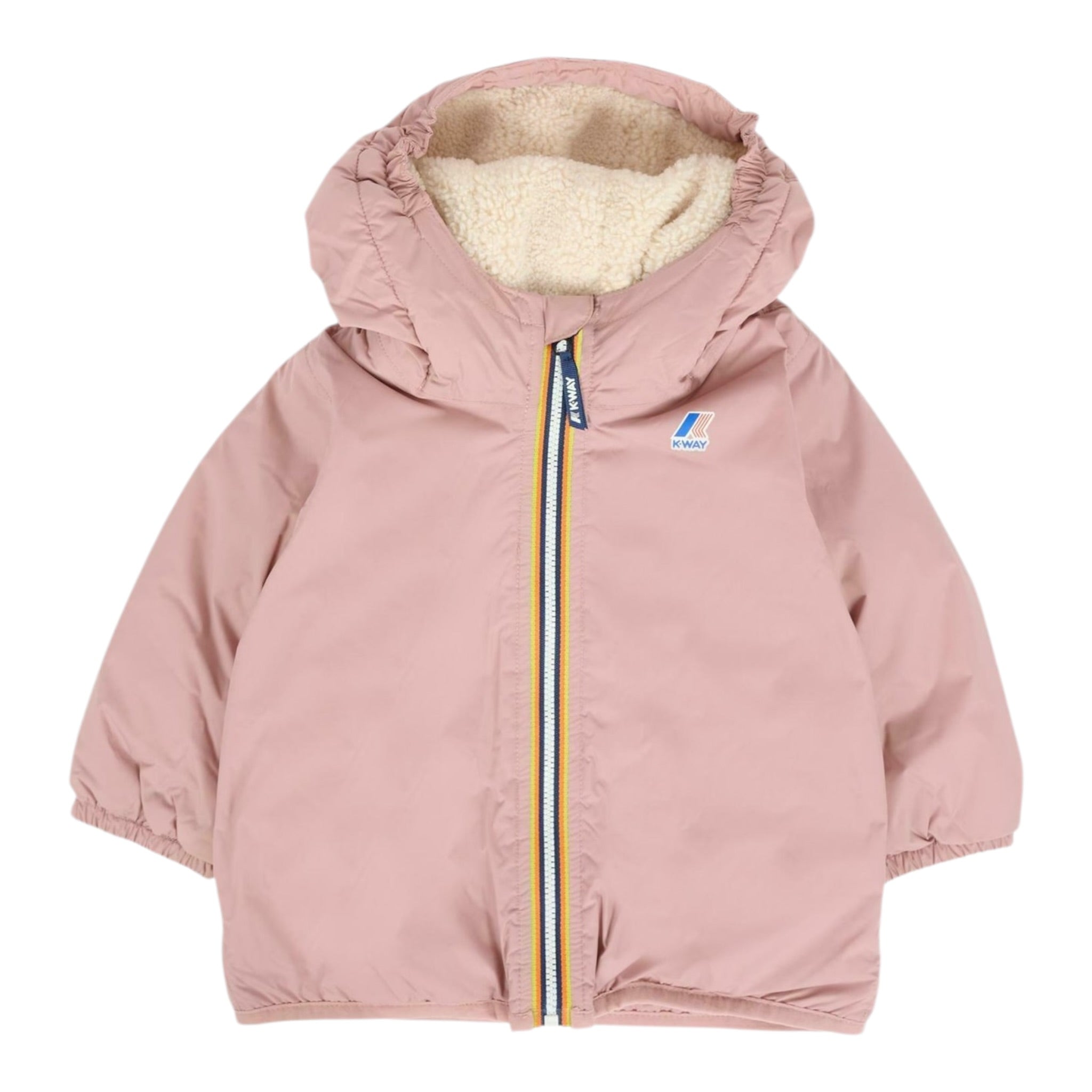 K-Way Giubbino tinta unita con Cappuccio Rosa per Neonata K7142EW ROSA K-WAY 