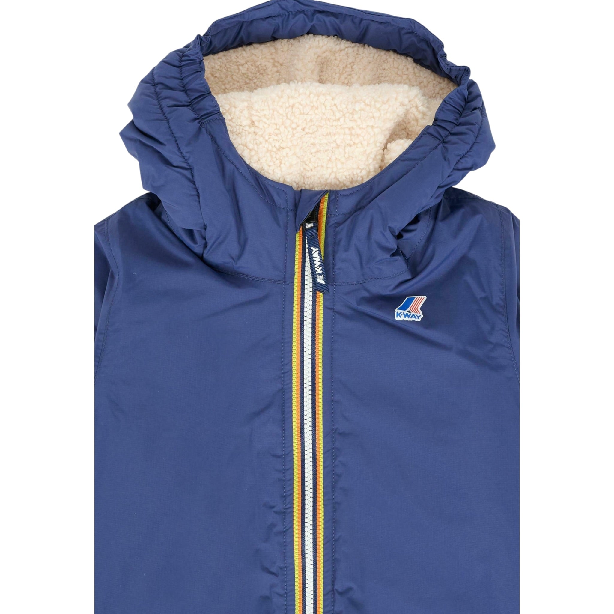 K-Way Giubbino tinta unita con Zip E Cappuccio Blu per Neonato K7142RWXXXX BLU K-WAY 