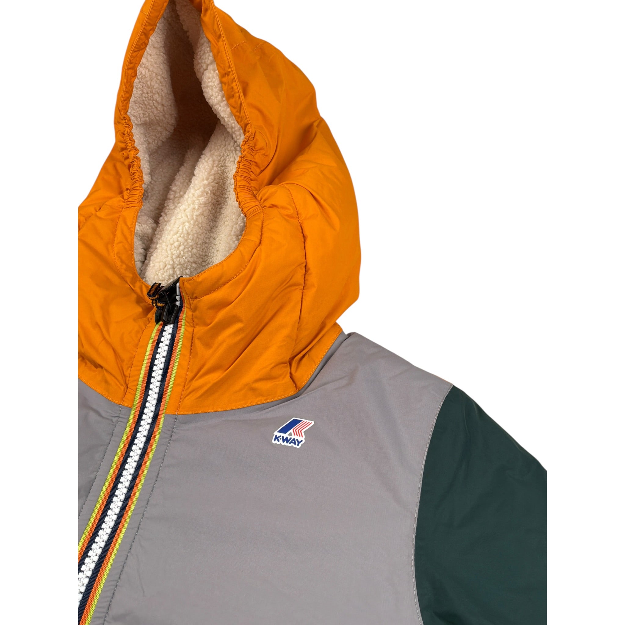 K-Way Giubbino Tricolore con Cappuccio Multicolor per Bambino K7142TWO MULTICOLOR K-WAY 
