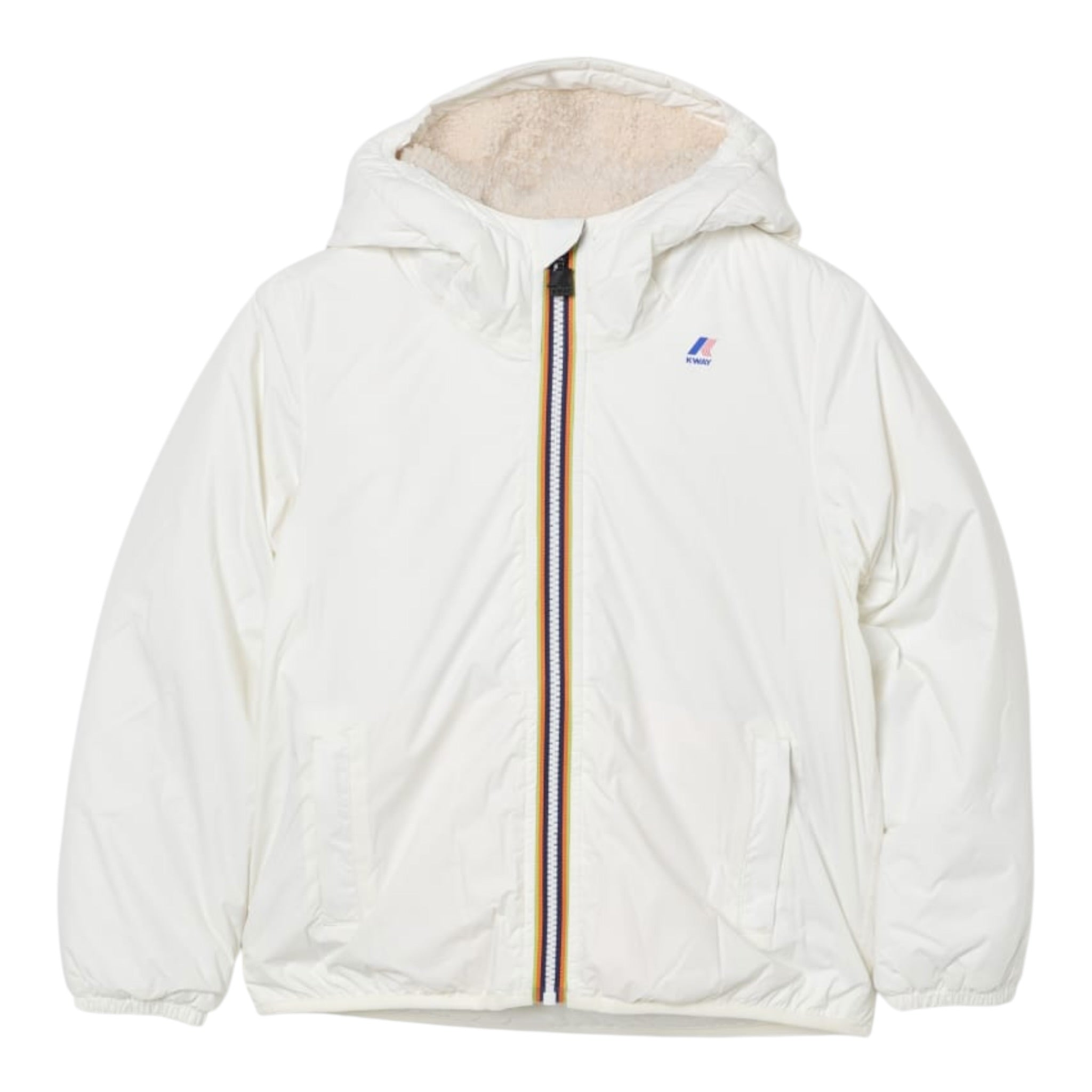 K-Way Giubbino tinta unita con Cappuccio Panna per Bambina K7142TWX PANNA K-WAY 
