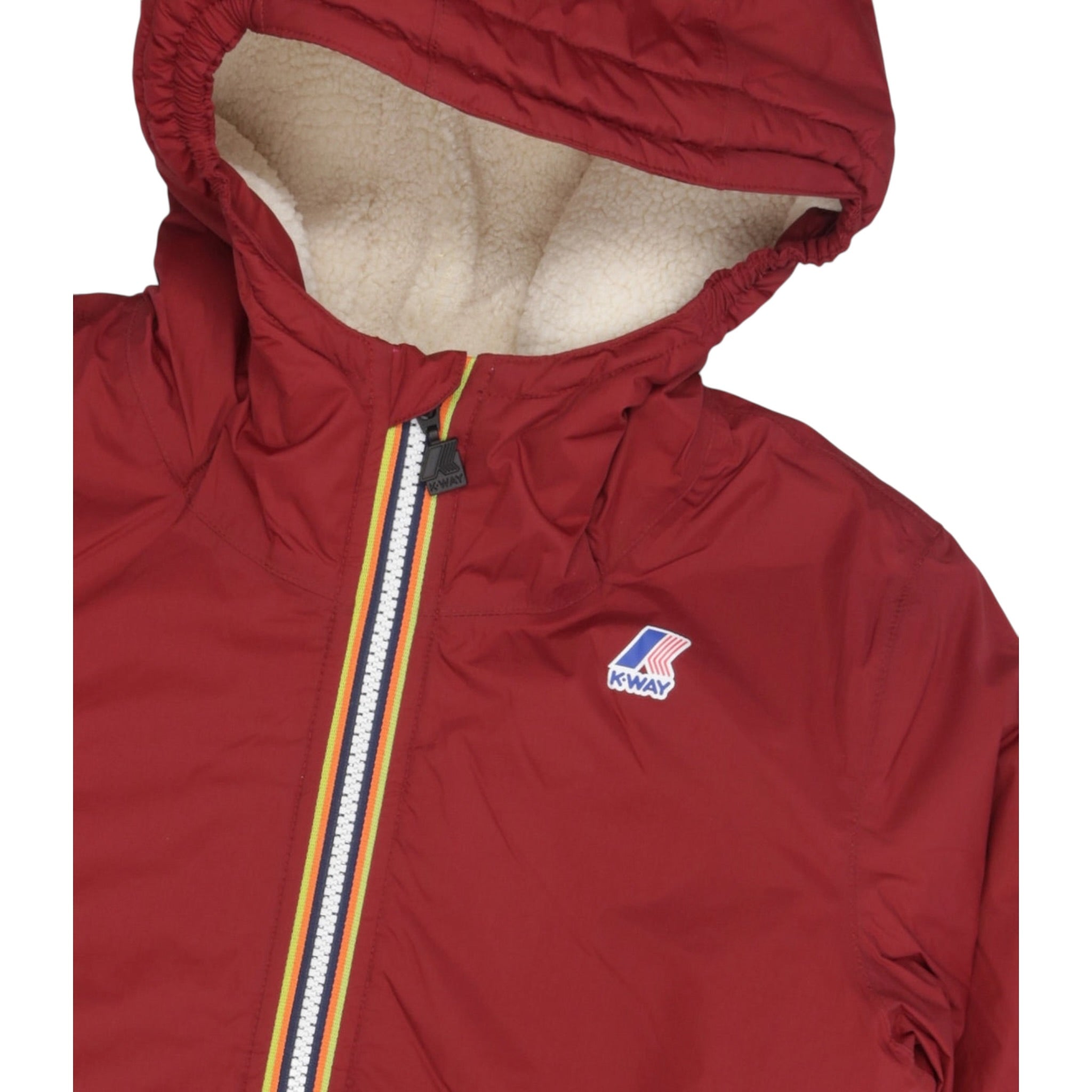K-Way Giubbino Tricolore con Cappuccio Rosso per Bambina K7142TWXX ROSSO K-WAY 