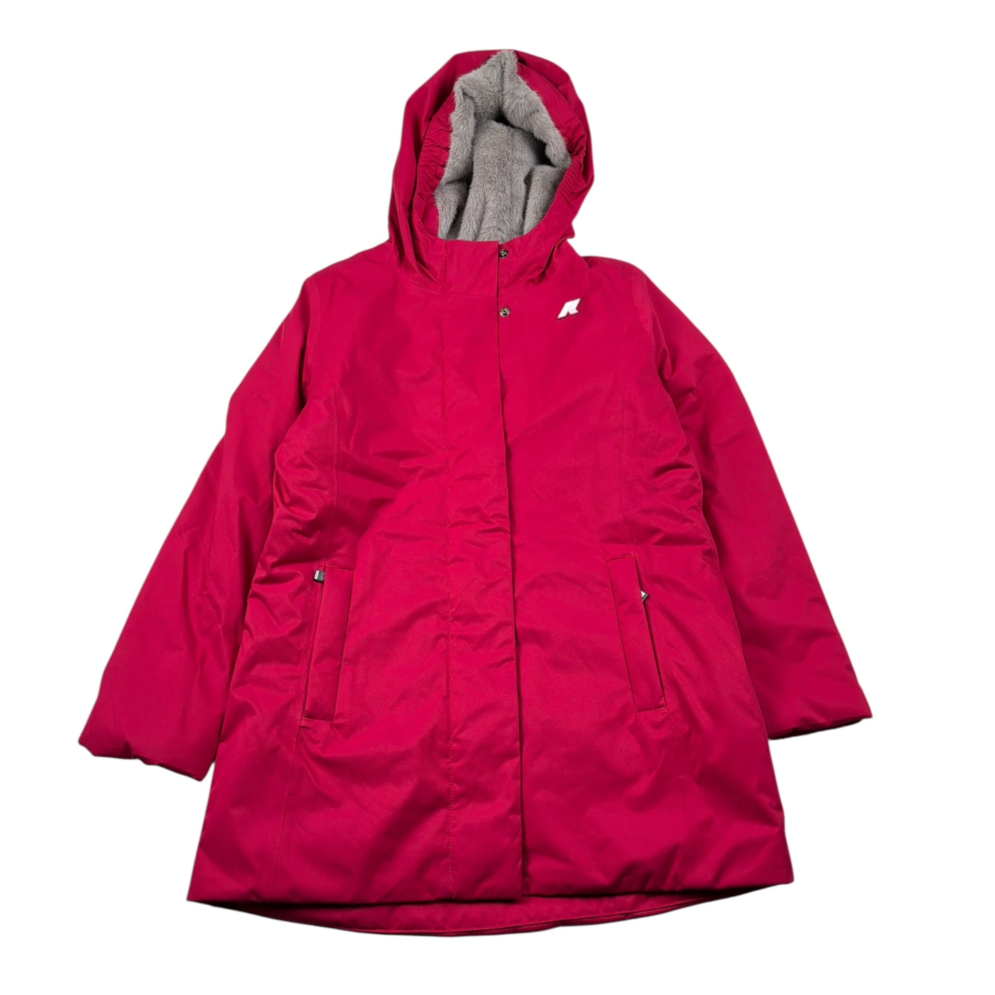 K-Way Giubbino tinta unita con Cappuccio Fuxia per Bambina K7151SW FUXIA K-WAY 