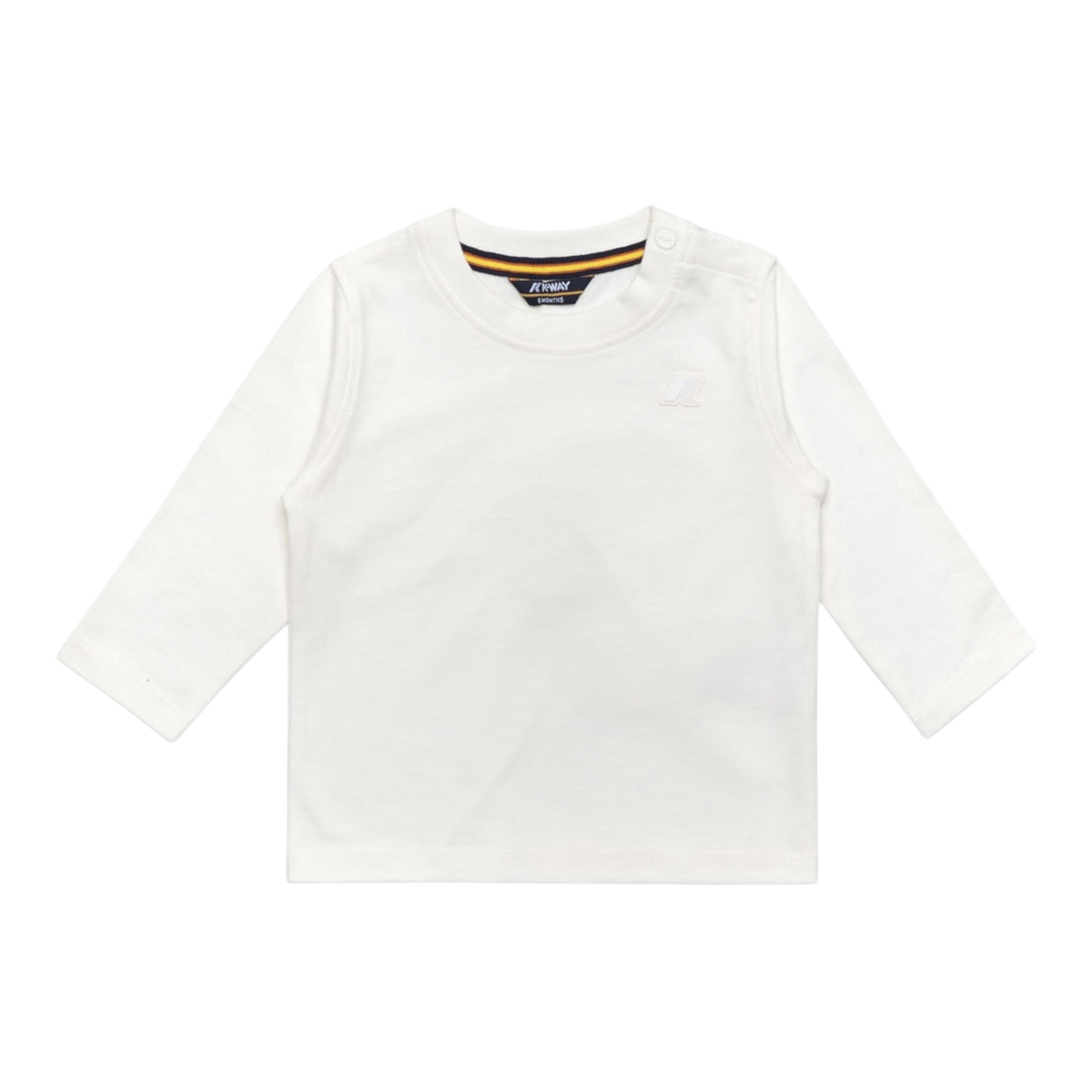 K-Way Shirt Girocollo tinta unita con Logo Panna per Neonato K8138CWNXX PANNA K-WAY 