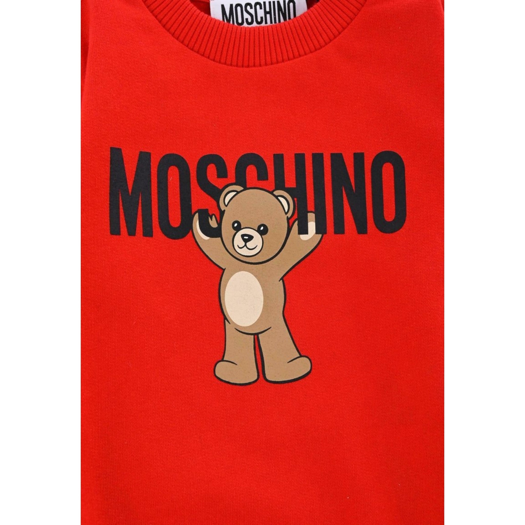 Moschino Abito Girocollo tinta unita con Logo Rosso per Neonata MDV0CVN ROSSO MOSCHINO 