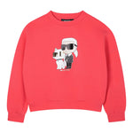 Karl Lagerfeld Felpa Chiusa Girocollo tinta unita con Stampa Rosa per Bambina Z30606 ROSA KARL LAGERFELD 