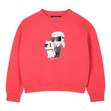 Karl Lagerfeld Felpa Chiusa Girocollo tinta unita con Stampa Rosa per Bambina Z30606 ROSA KARL LAGERFELD 