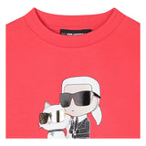 Karl Lagerfeld Felpa Chiusa Girocollo tinta unita con Stampa Rosa per Bambina Z30606 ROSA KARL LAGERFELD 
