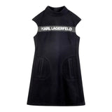 Karl Lagerfeld Abito tinta unita Giromanica con Logo Nero per Bambina Z30618 NERO KARL LAGERFELD 