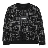 Karl Lagerfeld Felpa Chiusa Girocollo tinta unita con Stampe Nero per Bambina Z30642 NERO KARL LAGERFELD 