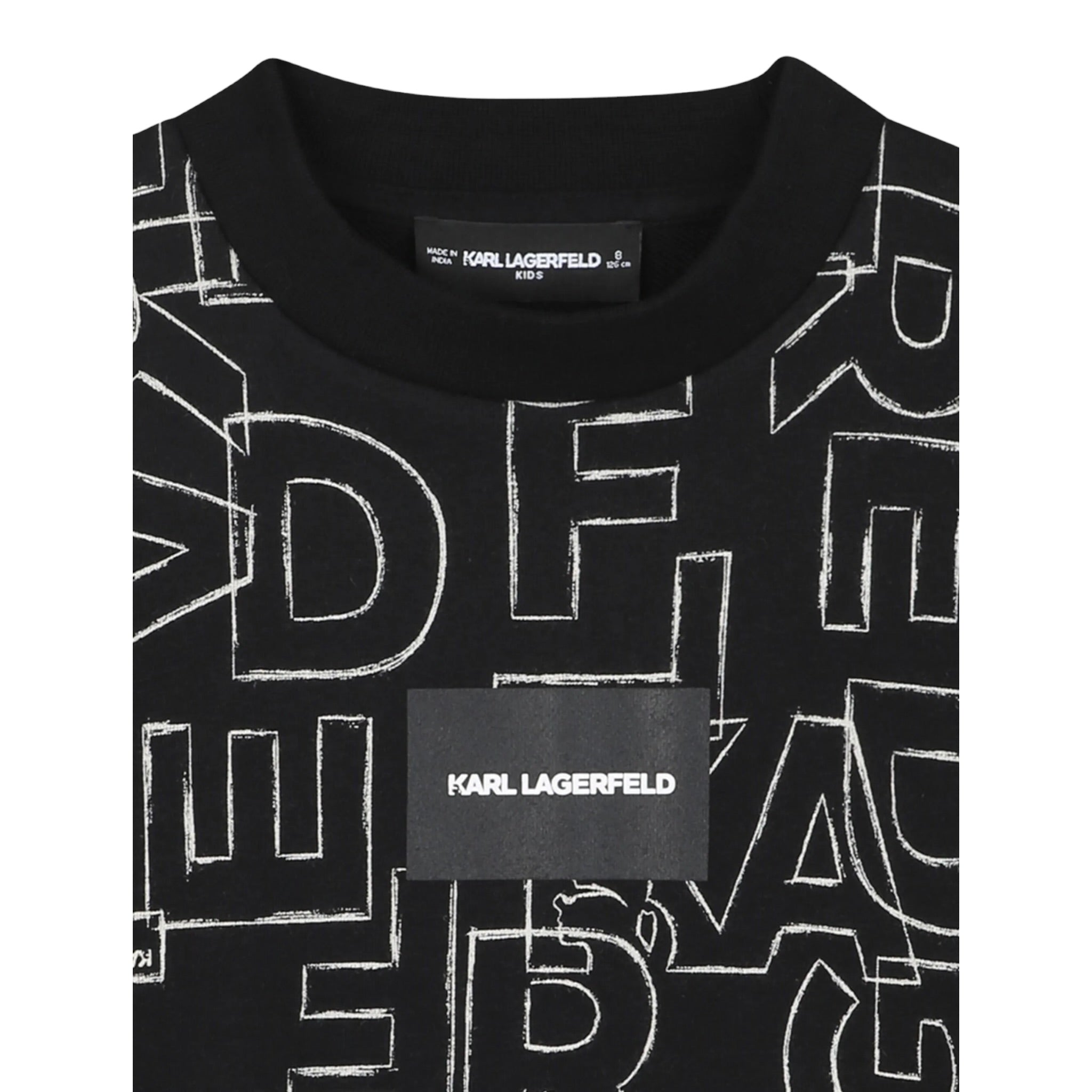 Karl Lagerfeld Felpa Chiusa Girocollo tinta unita con Stampe Nero per Bambina Z30642 NERO KARL LAGERFELD 