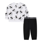 Karl Lagerfeld Completo 2 Pezzi Felpa-Leggins Bianco/Nero per Neonata Z30656 BIANCO/NERO KARL LAGERFELD 