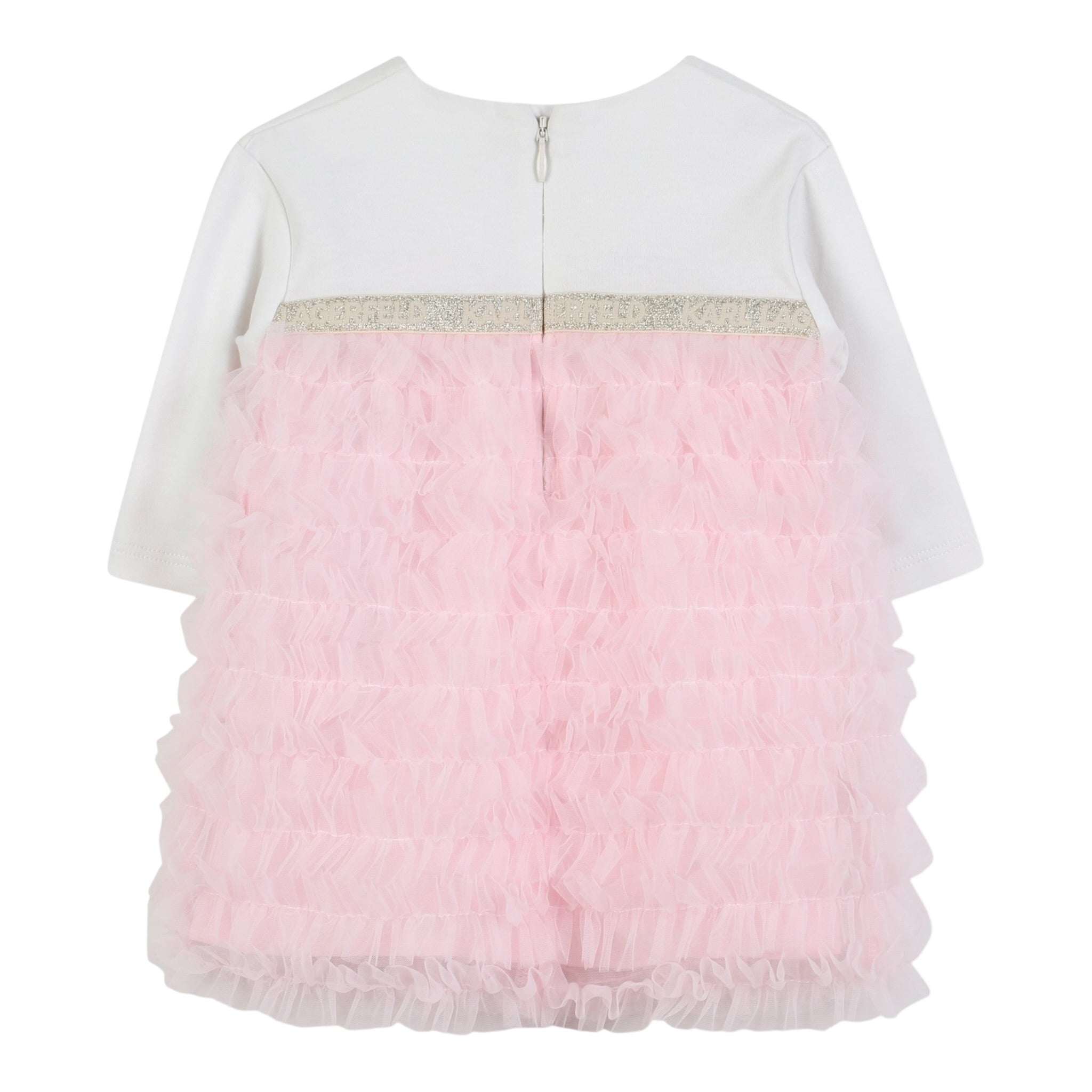 Karl Lagerfeld Abito Manica Lunga Bicolore con Tulle Rosa per Neonata Z30668 ROSA KARL LAGERFELD 