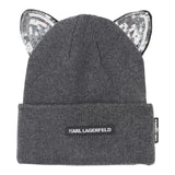 Karl Lagerfeld Cappello tinta unita con Orecchie Grigio per Bambina Z31007 GRIGIO KARL LAGERFELD 