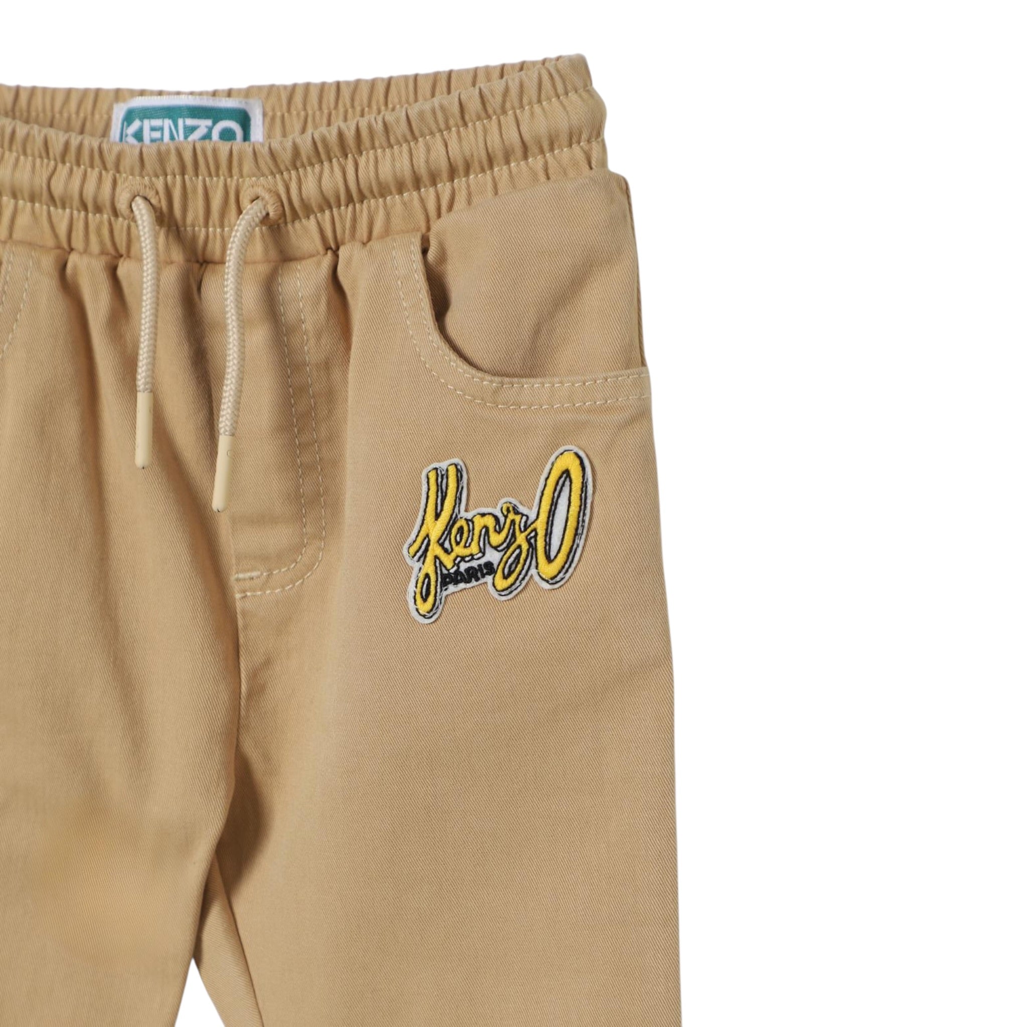 Kenzo Pantalone tinta unita con Elastico In Vita Beige per Neonato K60510 BEIGE KENZO 
