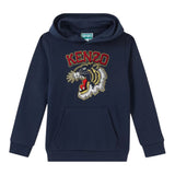 Kenzo Felpa Chiusa con Cappuccio tinta unita con Ricami Blu per Bambino K60767 BLU KENZO 