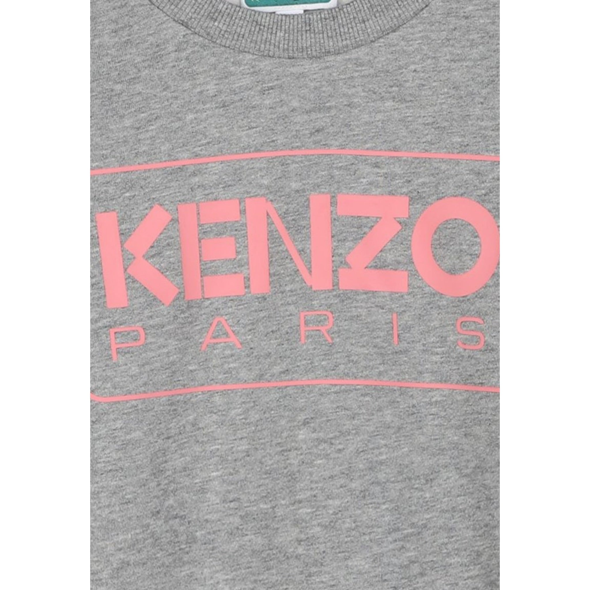 Kenzo Felpa Chiusa Girocollo tinta unita con Logo Grigio per Bambina K60786 GRIGIO KENZO 