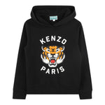 Kenzo Felpa Chiusa con Cappuccio tinta unita con Stampa Nero per Bambino K61124 NERO KENZO 