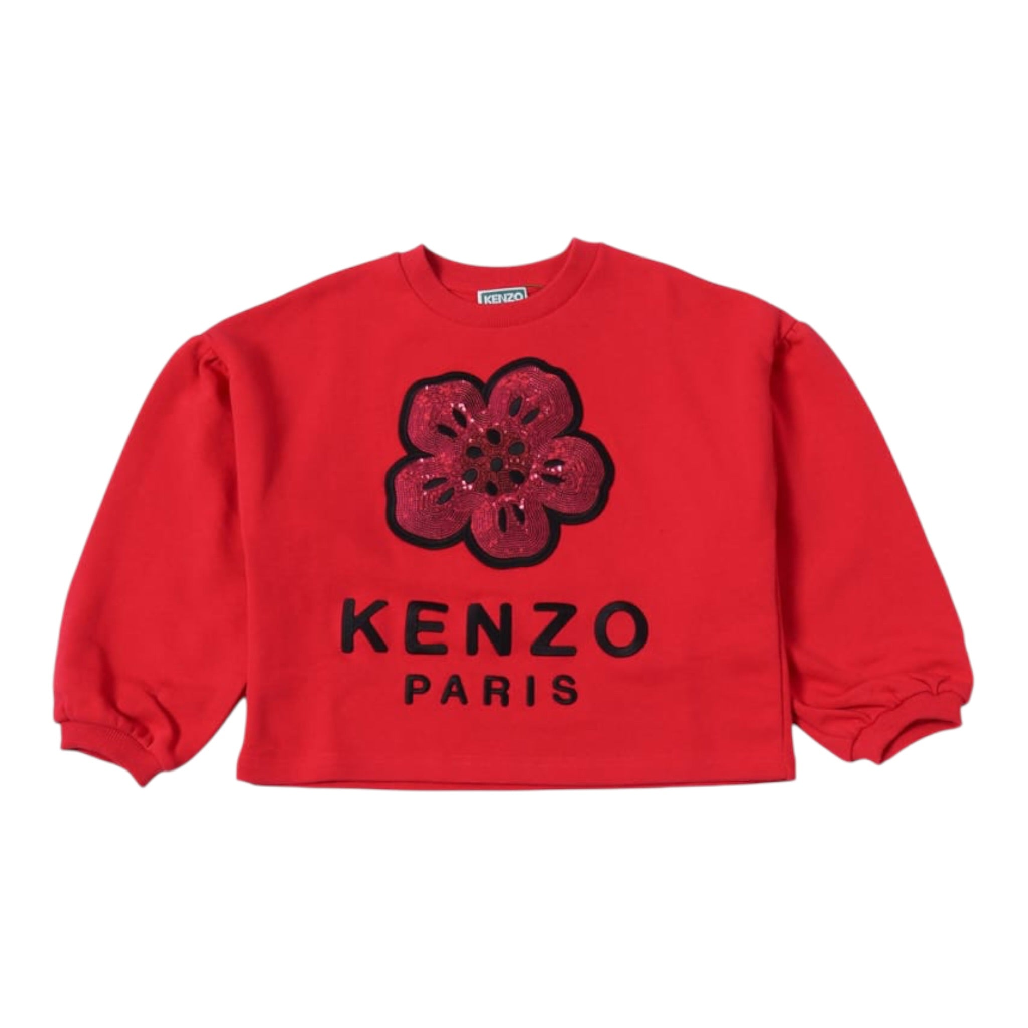 Kenzo Felpa Chiusa Girocollo con Stampa Paillettata Fuxia per Bambina K61525 FUXIA KENZO 