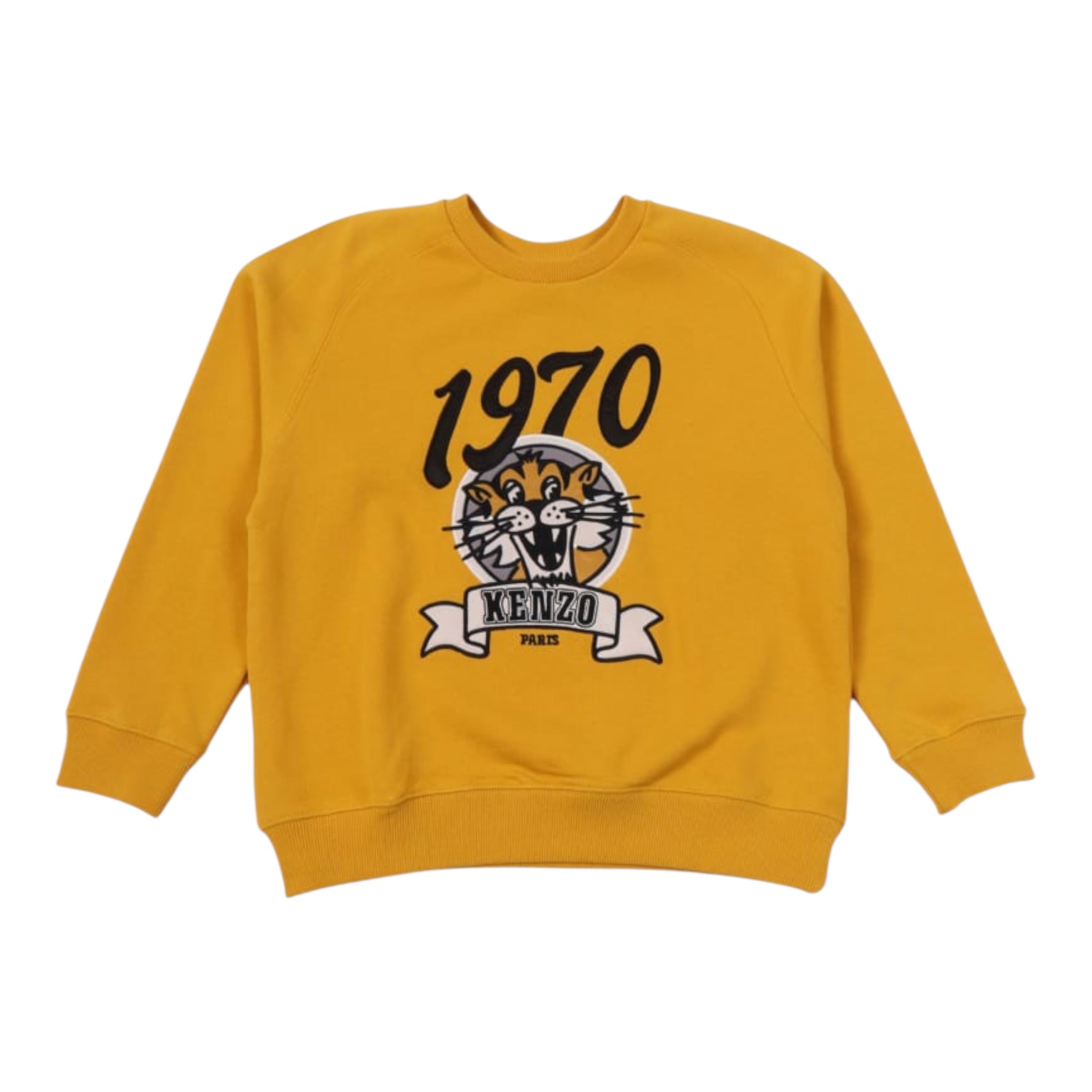 Kenzo Felpa Girocollo tinta unita con Stampa Giallo per Bambino K61547J GIALLO KENZO 