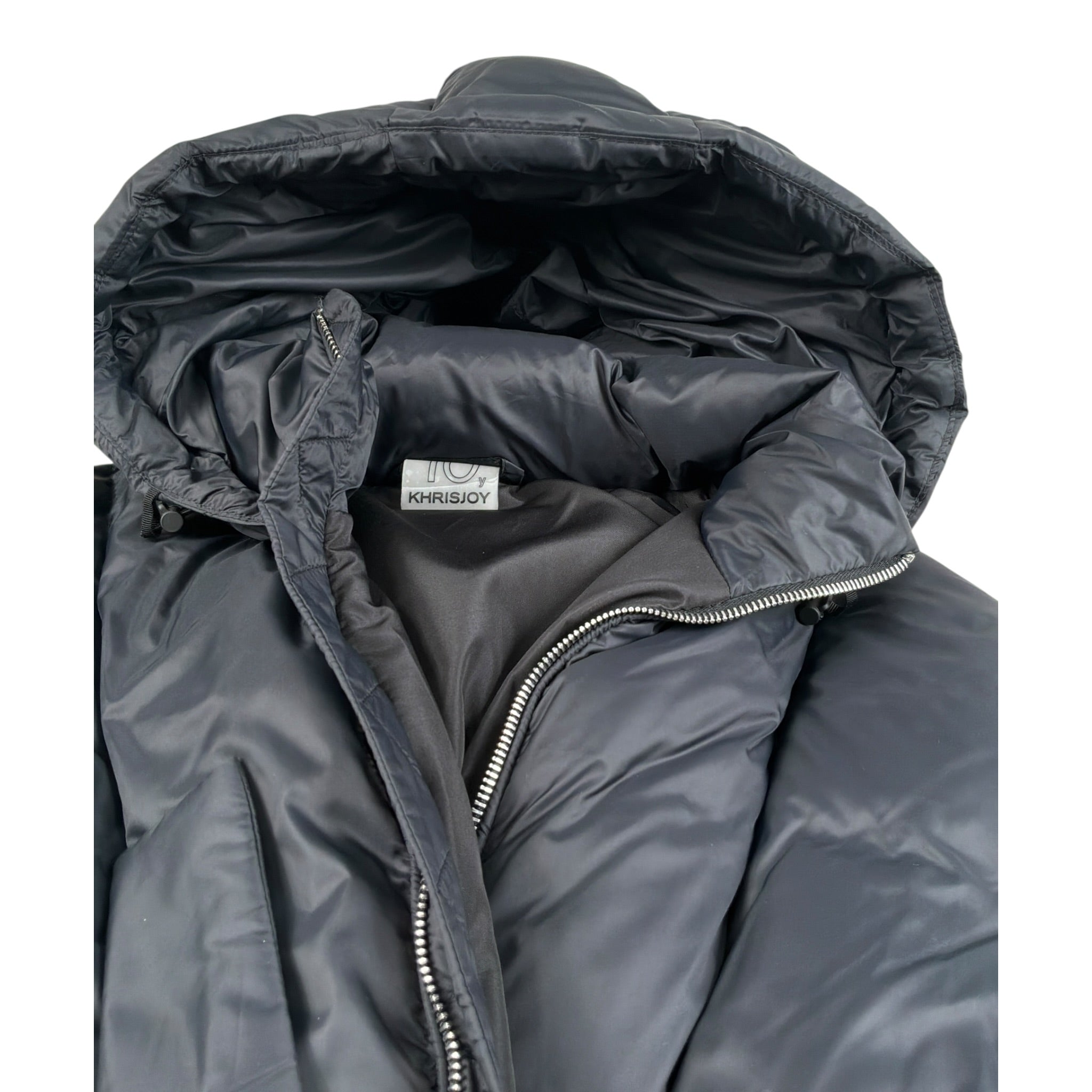 Khrisjoy Giubbino tinta unita con Cappuccio Nero per Bambina KX2A27N0079 NERO KHRISJOY 