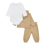 Lacoste Completo 3 Pezzi Felpa-Pantalone-Body Bicolore Beige per Neonato 647192O BEIGE LACOSTE 