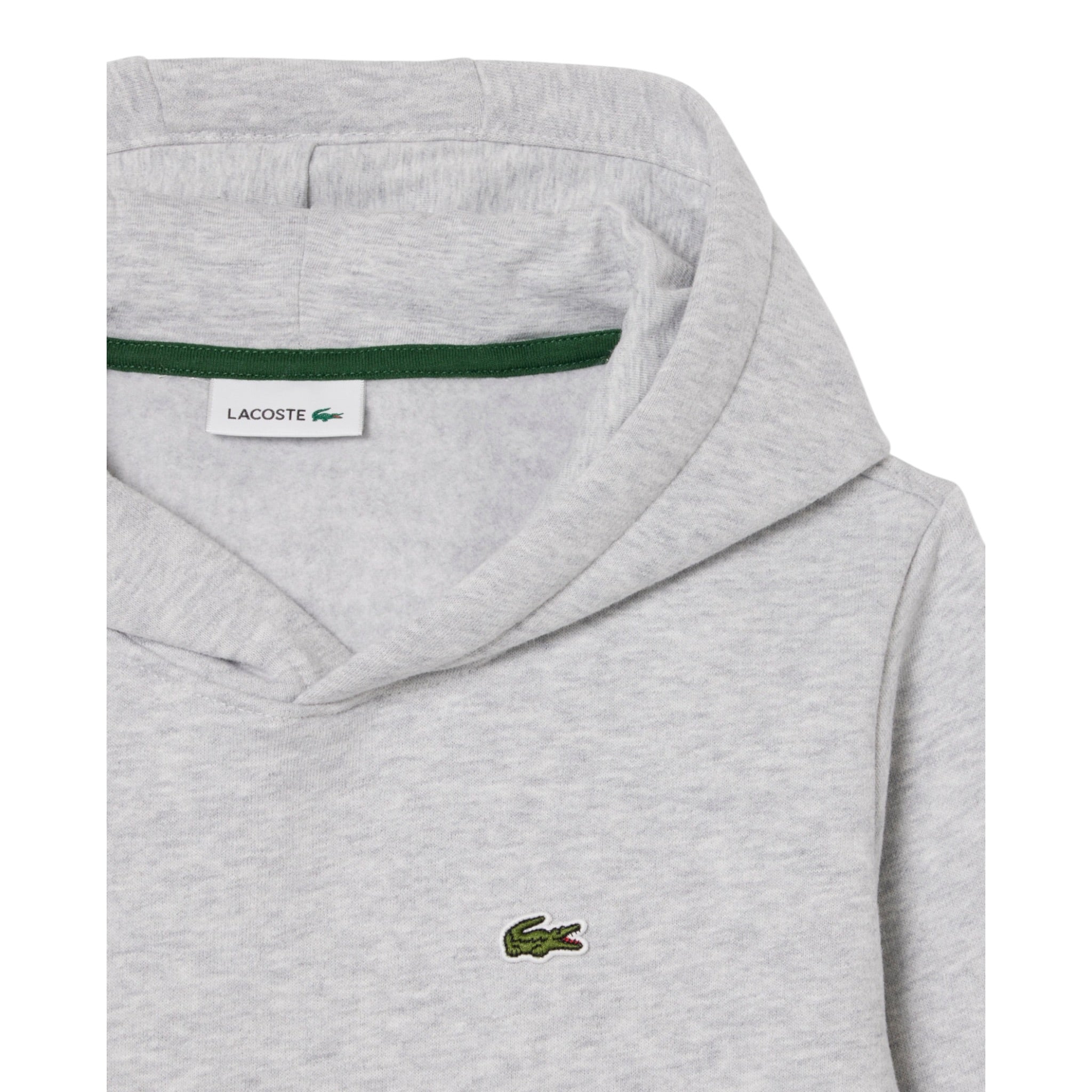 Lacoste Felpa tinta unita con Stampa E Cappuccio Grigio per Bambino 947028X GRIGIO LACOSTE 