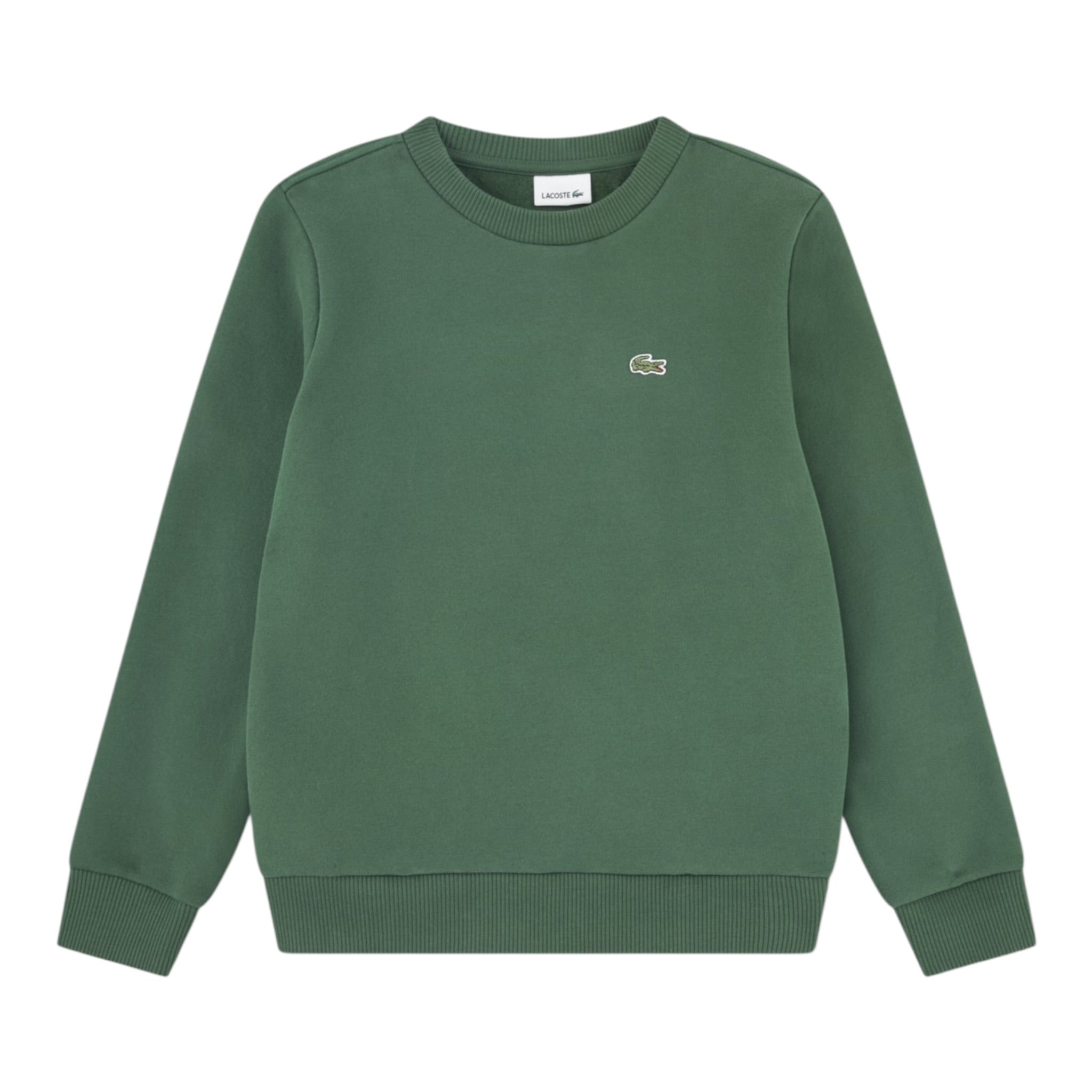 Lacoste Felpa Chiusa Girocollo tinta unita con Logo Verde per Bambino 947029 VERDE LACOSTE 