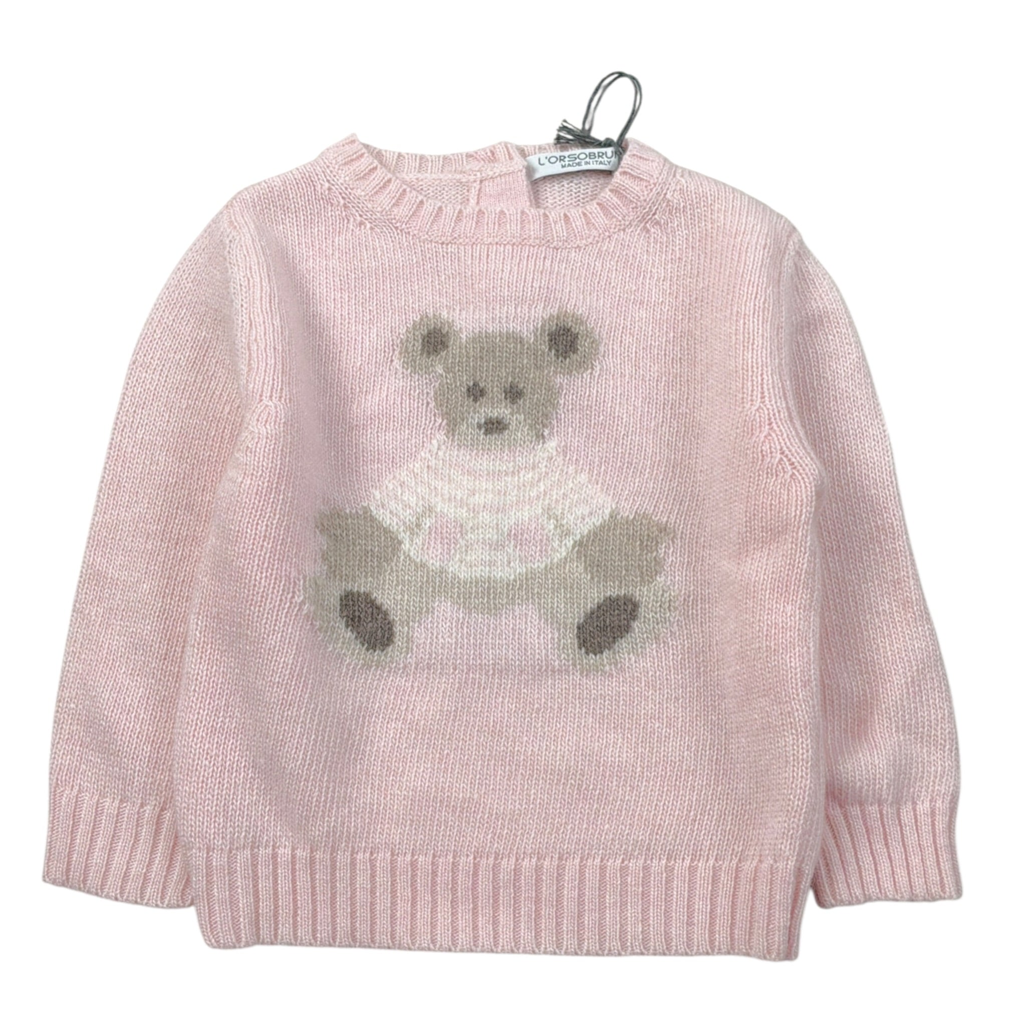 La Maglieria De L'Orsobruno Maglia tinta unita con Stampa Rosa per Neonata BEAR1 ROSA LA MAGLIERIA DE L'ORSOBRUNO 
