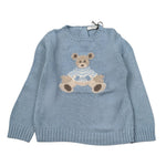 La Maglieria De L'Orsobruno Maglia tinta unita con Stampa Azzurro per Neonata BEAR AZZURRO LA MAGLIERIA DE L'ORSOBRUNO 