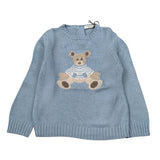 La Maglieria De L'Orsobruno Maglia tinta unita con Stampa Azzurro per Neonata BEAR AZZURRO LA MAGLIERIA DE L'ORSOBRUNO 