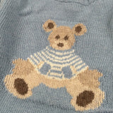 La Maglieria De L'Orsobruno Maglia tinta unita con Stampa Azzurro per Neonata BEAR AZZURRO LA MAGLIERIA DE L'ORSOBRUNO 