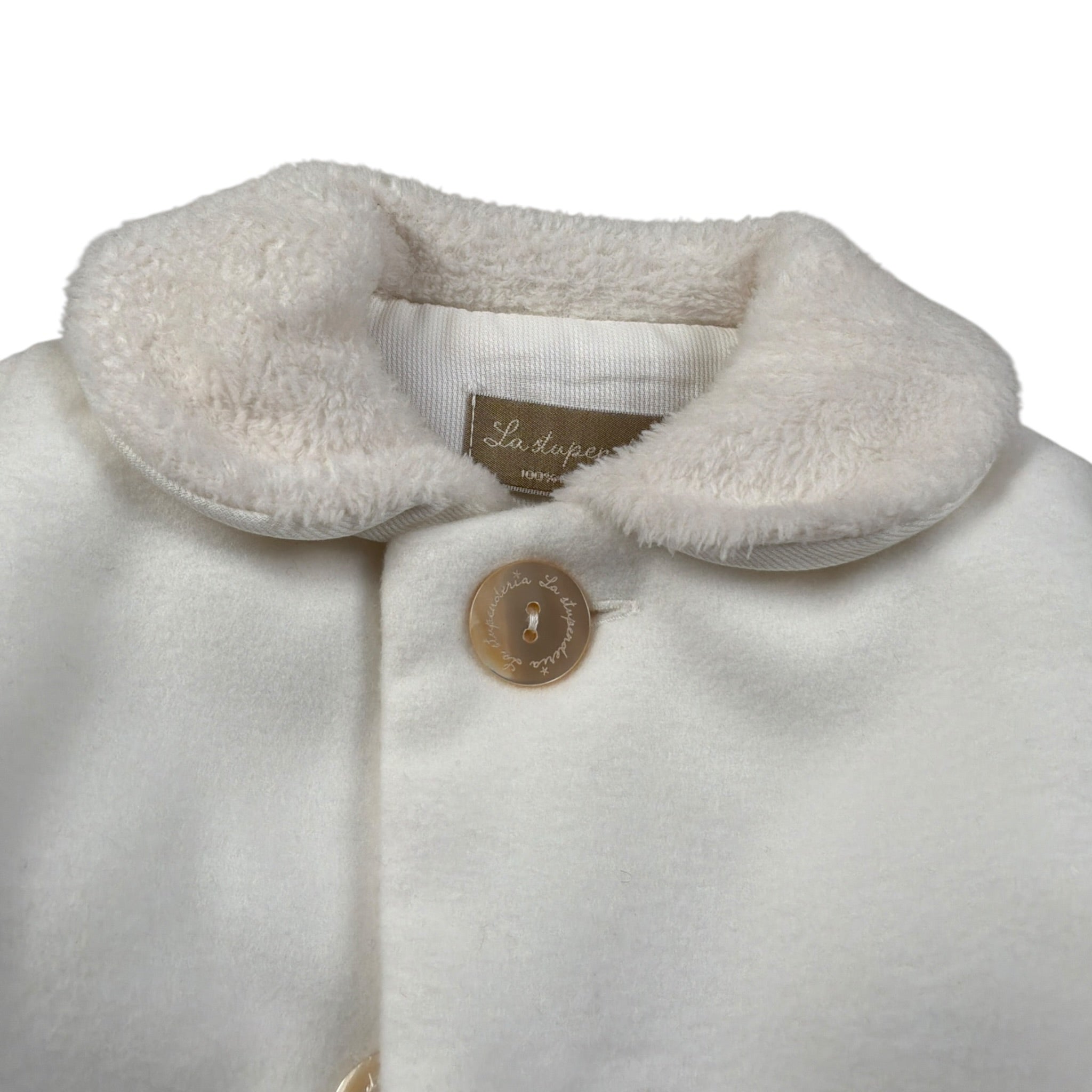 La Stupenderia Cappotto tinta unita con Colletto Panna per Neonata TBGB00X PANNA LA STUPENDERIA 