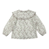 La Stupenderia Camicia tinta unita con Stampa Fiori Panna per Bambina TJCM46 PANNA LA STUPENDERIA 