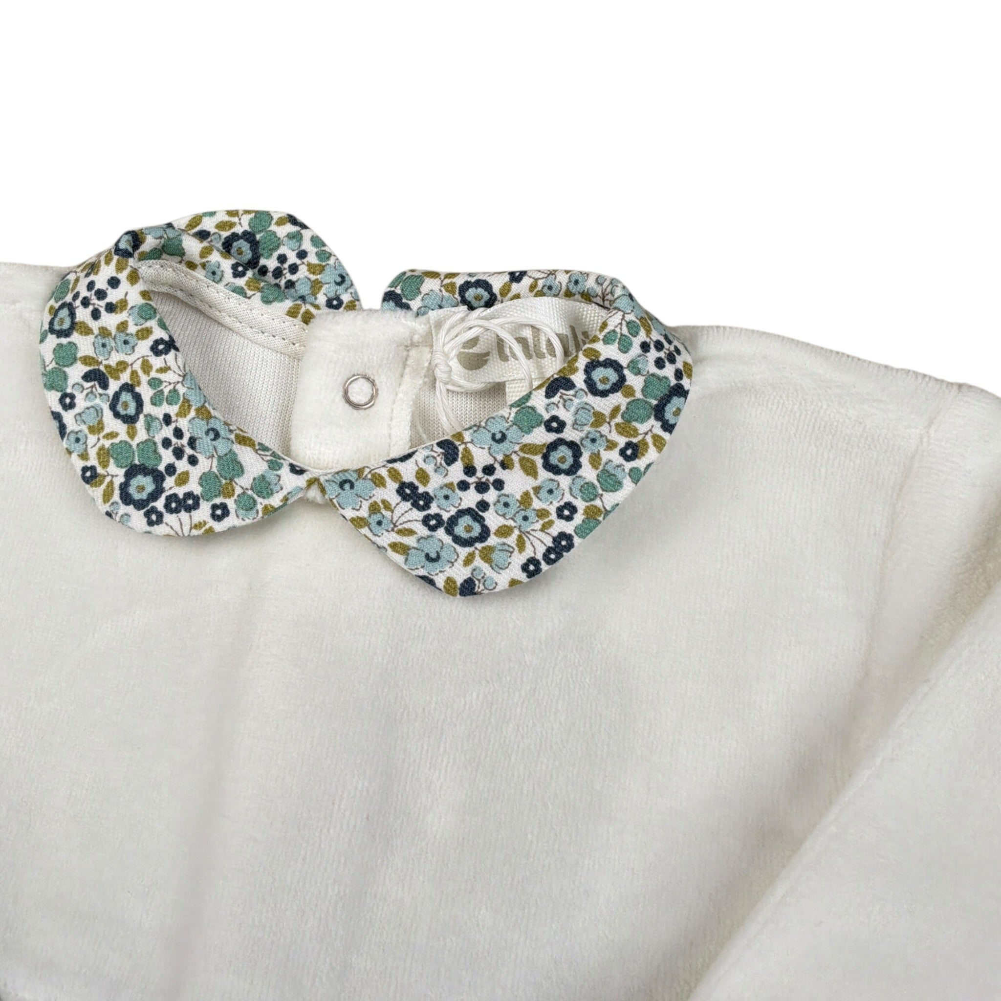 Lalalu' Tutina Bicolore In Velluto con Stampa Bianco/Verde per Neonato TCL13Q BIANCO/VERDE LALALU' 