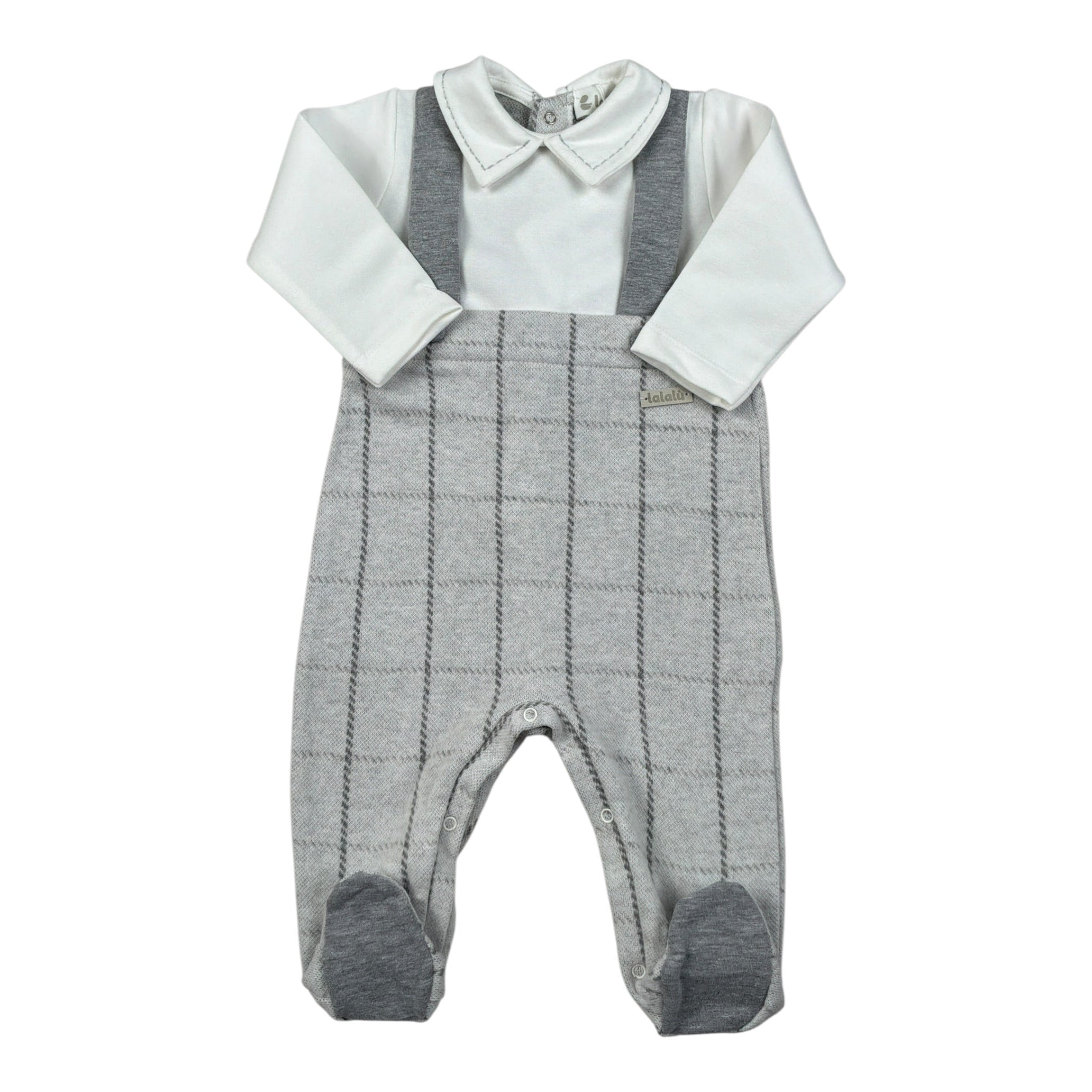 Lalalu' Tutina Bicolore con Fantasia A Righe Bianco/Grigio per Neonato TML02Q BIANCO/GRIGIO LALALU' 
