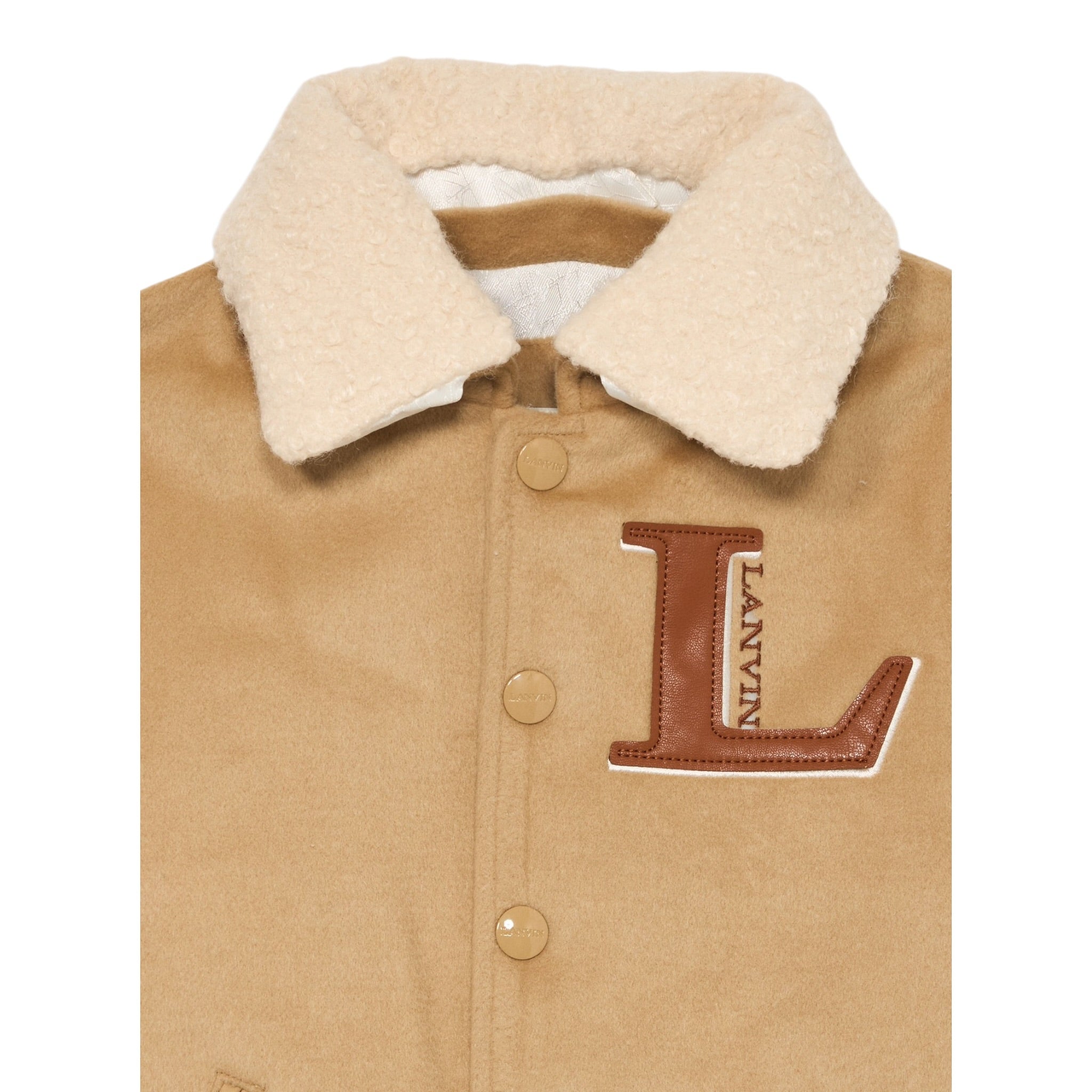 Lanvin Giubbino Modello College tinta unita con Logo Beige per Bambino N30307 BEIGE LANVIN 