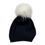 Le Bebe Cappello tinta unita con Pon Pon Blu per Neonato LBB2332 BLU LE BEBE 